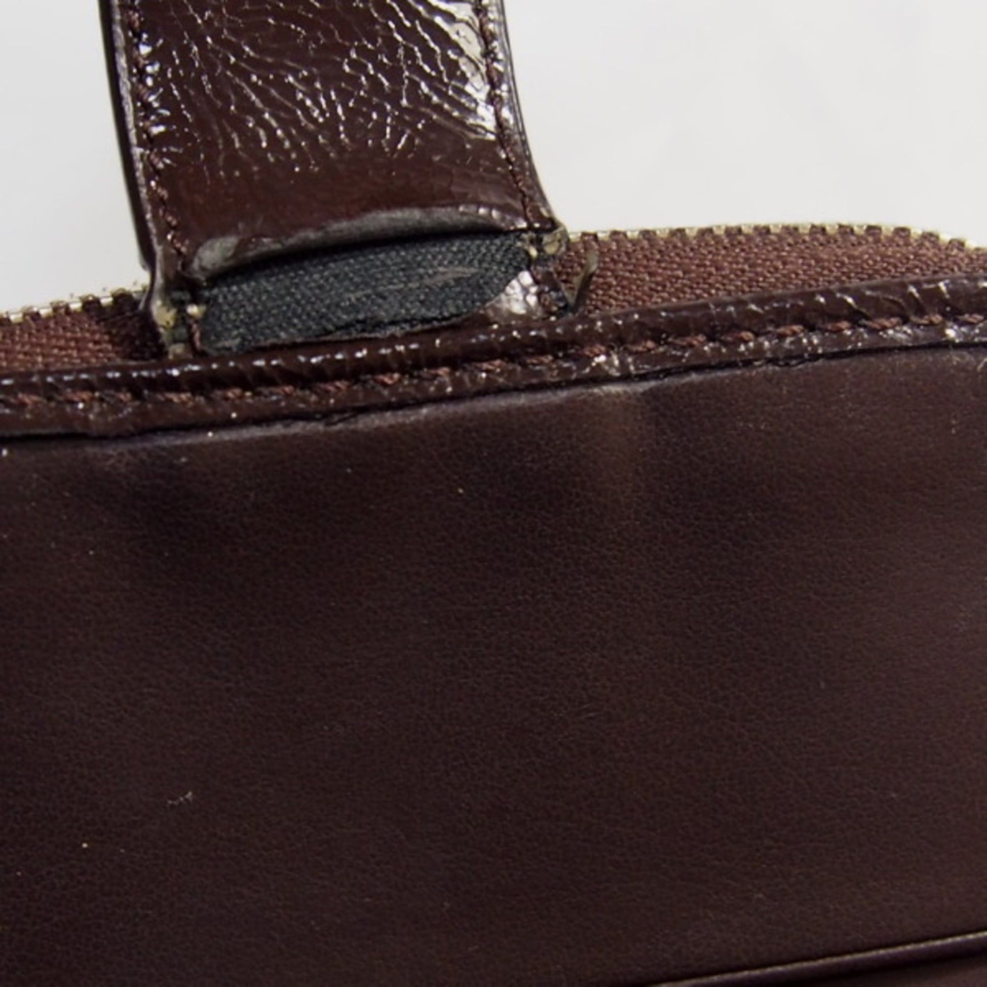Coach Coach bifold wallet in signature canvas and patent leather with a round zipper, brown Size ONE SIZE - 8 Thumbnail