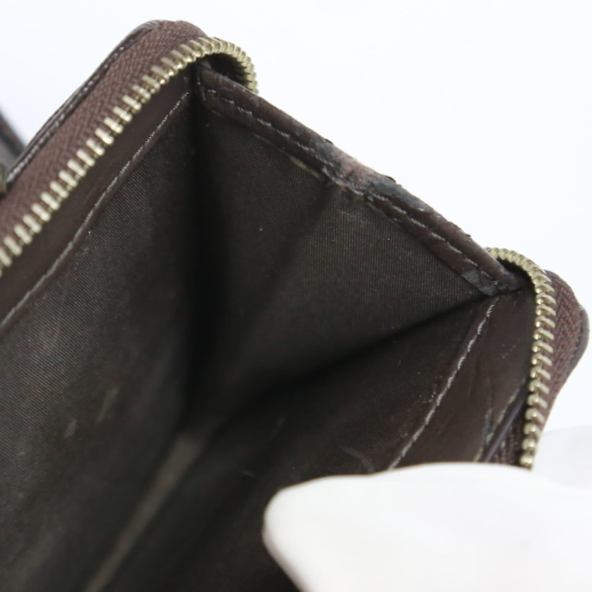Coach Coach bifold wallet in signature canvas and patent leather with a round zipper, brown Size ONE SIZE - 10 Thumbnail