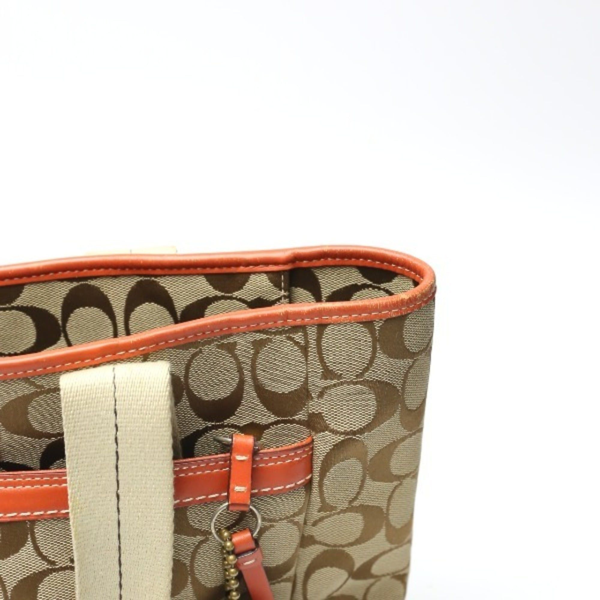 Coach Coach Signature Canvas Shoulder Tote Bag with Leather 8679 in Orange Size ONE SIZE - 20 Thumbnail