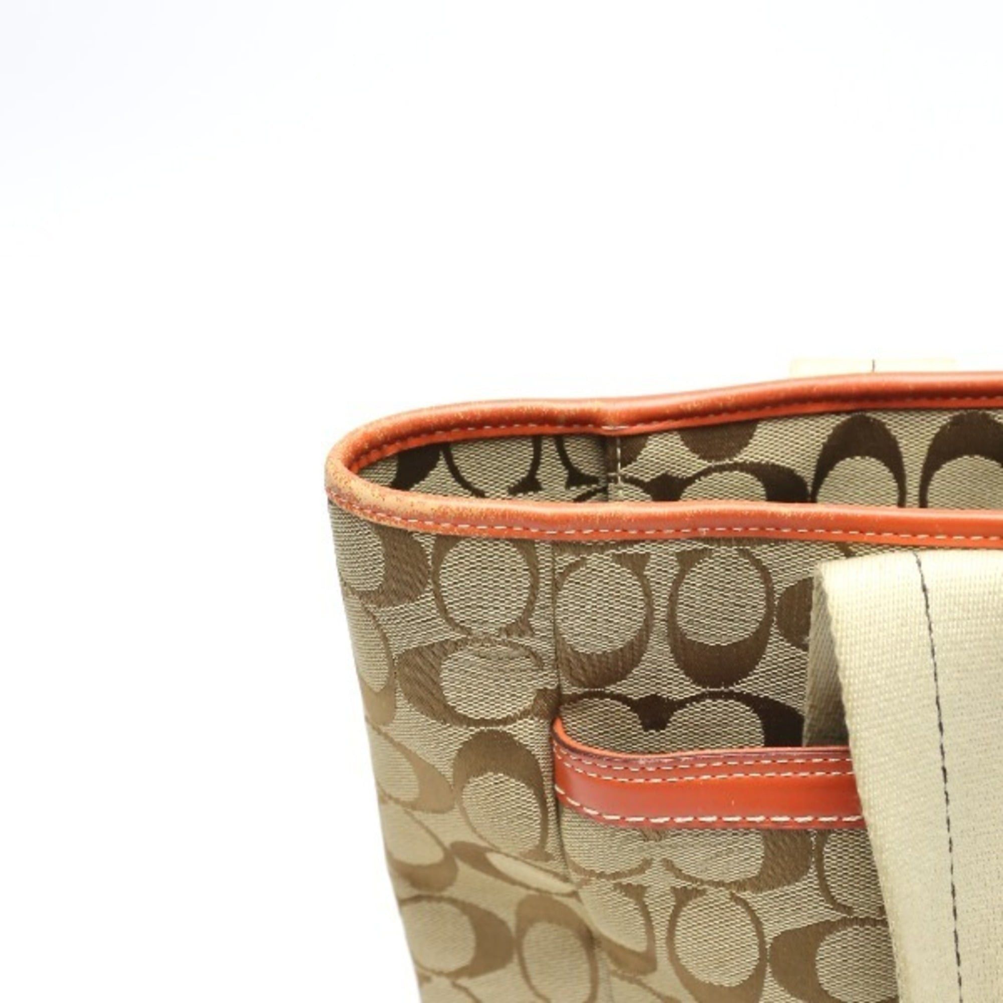 Coach Coach Signature Canvas Shoulder Tote Bag with Leather 8679 in Orange Size ONE SIZE - 19 Thumbnail