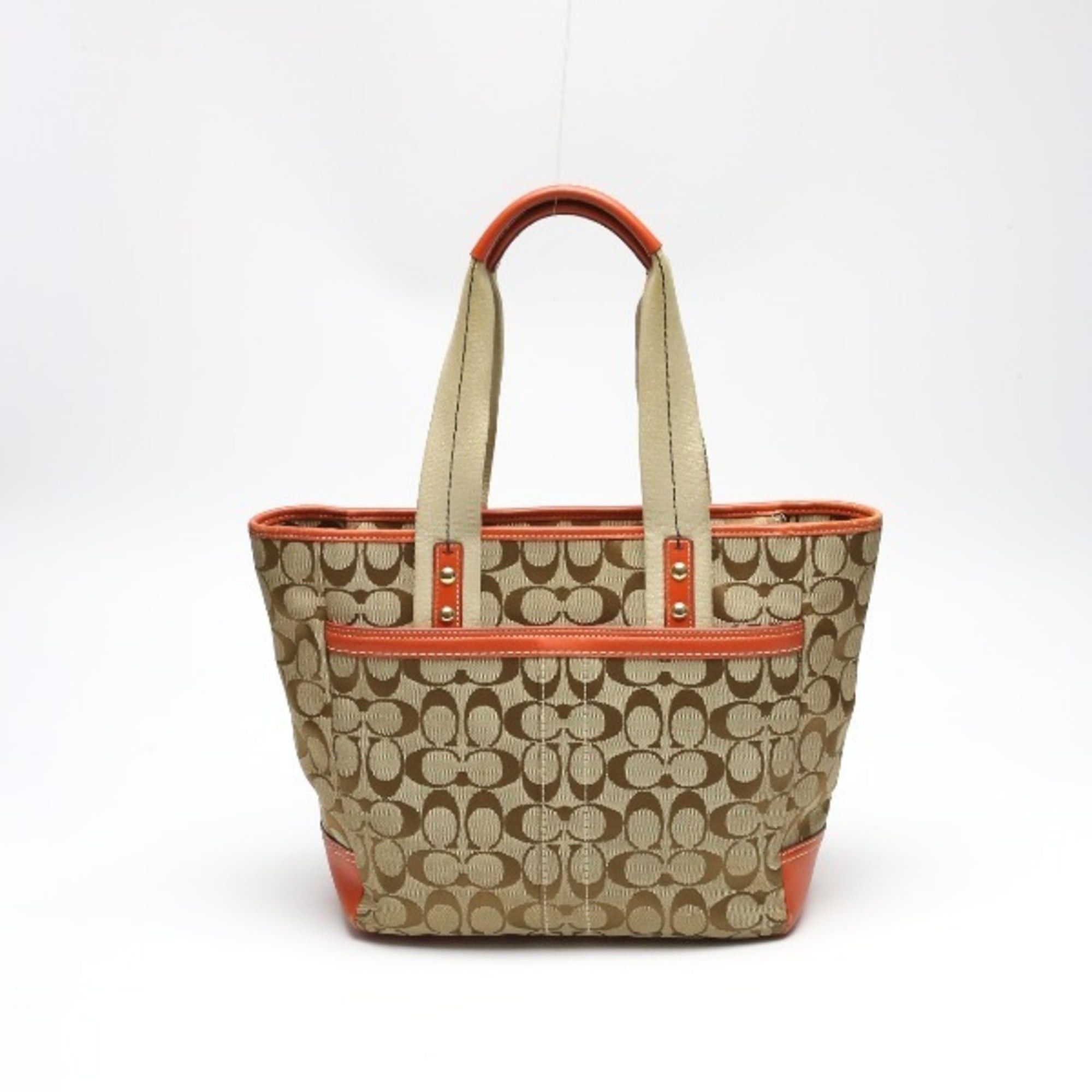 Coach Coach Signature Canvas Shoulder Tote Bag with Leather 8679 in Orange Size ONE SIZE - 2 Thumbnail