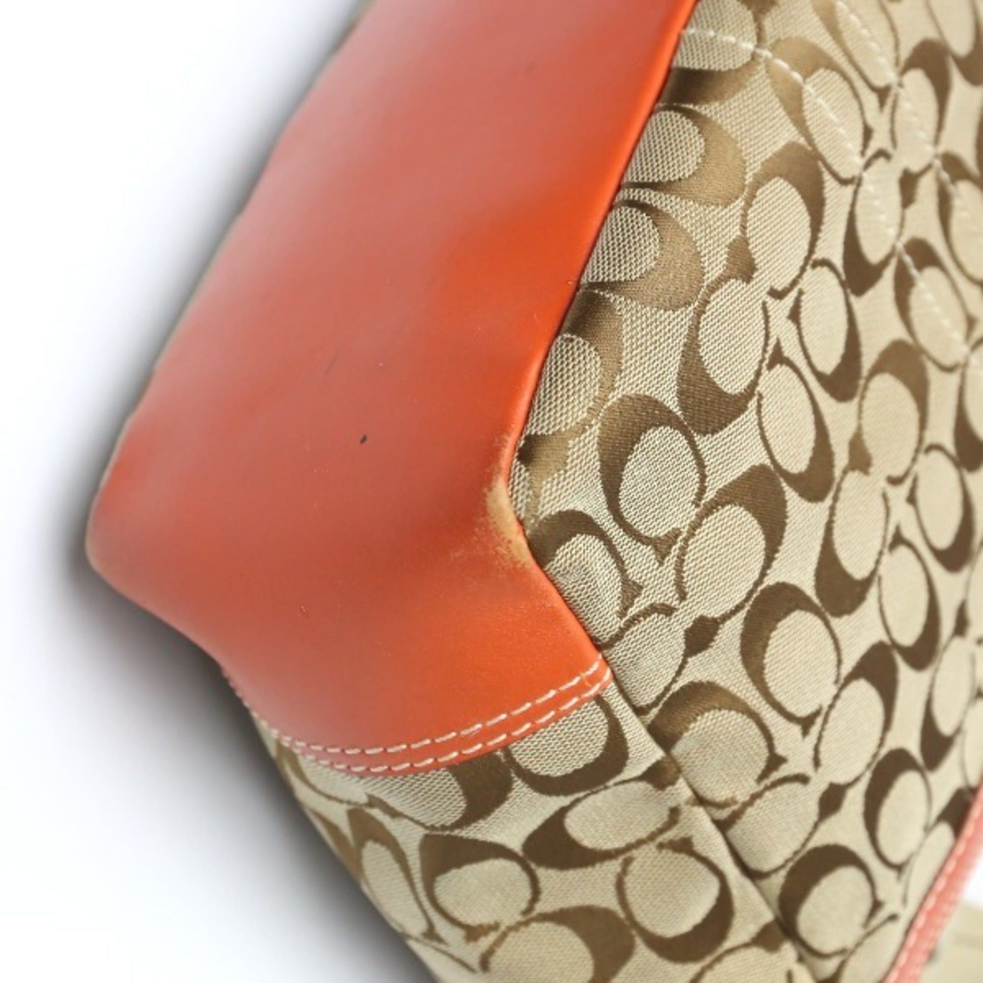 Coach Coach Signature Canvas Shoulder Tote Bag with Leather 8679 in Orange Size ONE SIZE - 9 Thumbnail