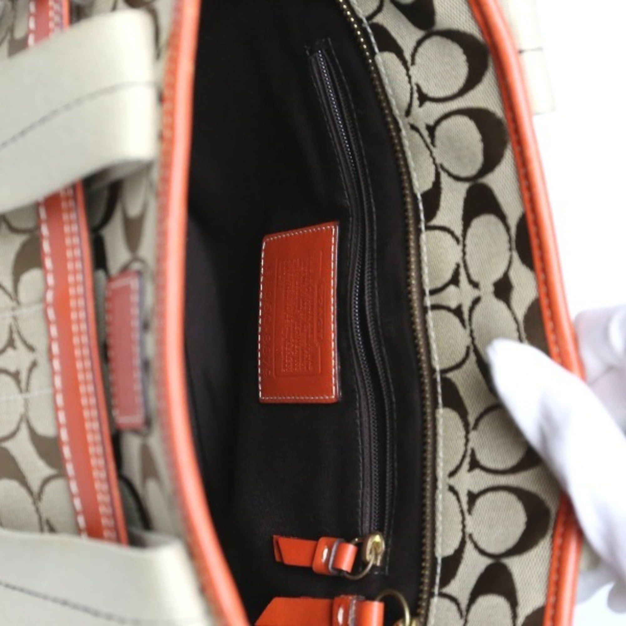 Coach Coach Signature Canvas Shoulder Tote Bag with Leather 8679 in Orange Size ONE SIZE - 15 Thumbnail