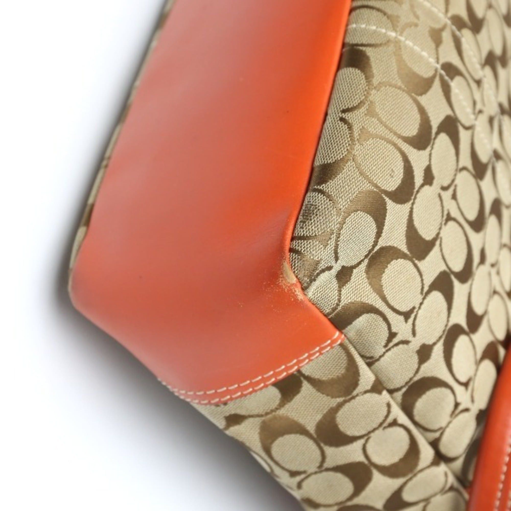 Coach Coach Signature Canvas Shoulder Tote Bag with Leather 8679 in Orange Size ONE SIZE - 11 Thumbnail