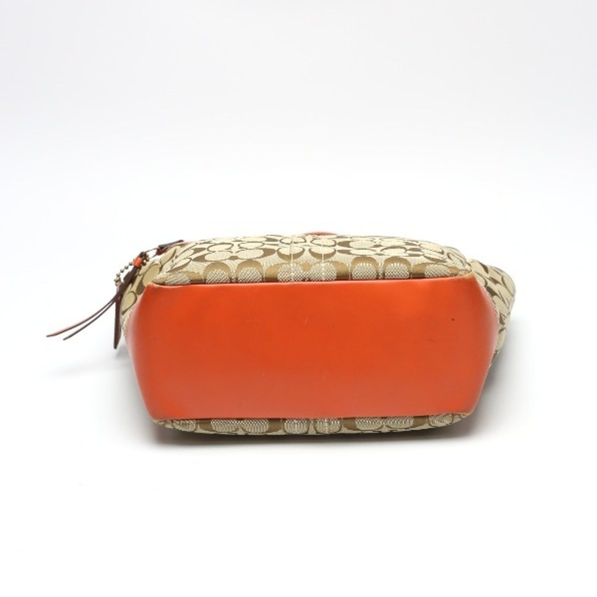 Coach Coach Signature Canvas Shoulder Tote Bag with Leather 8679 in Orange Size ONE SIZE - 4 Thumbnail