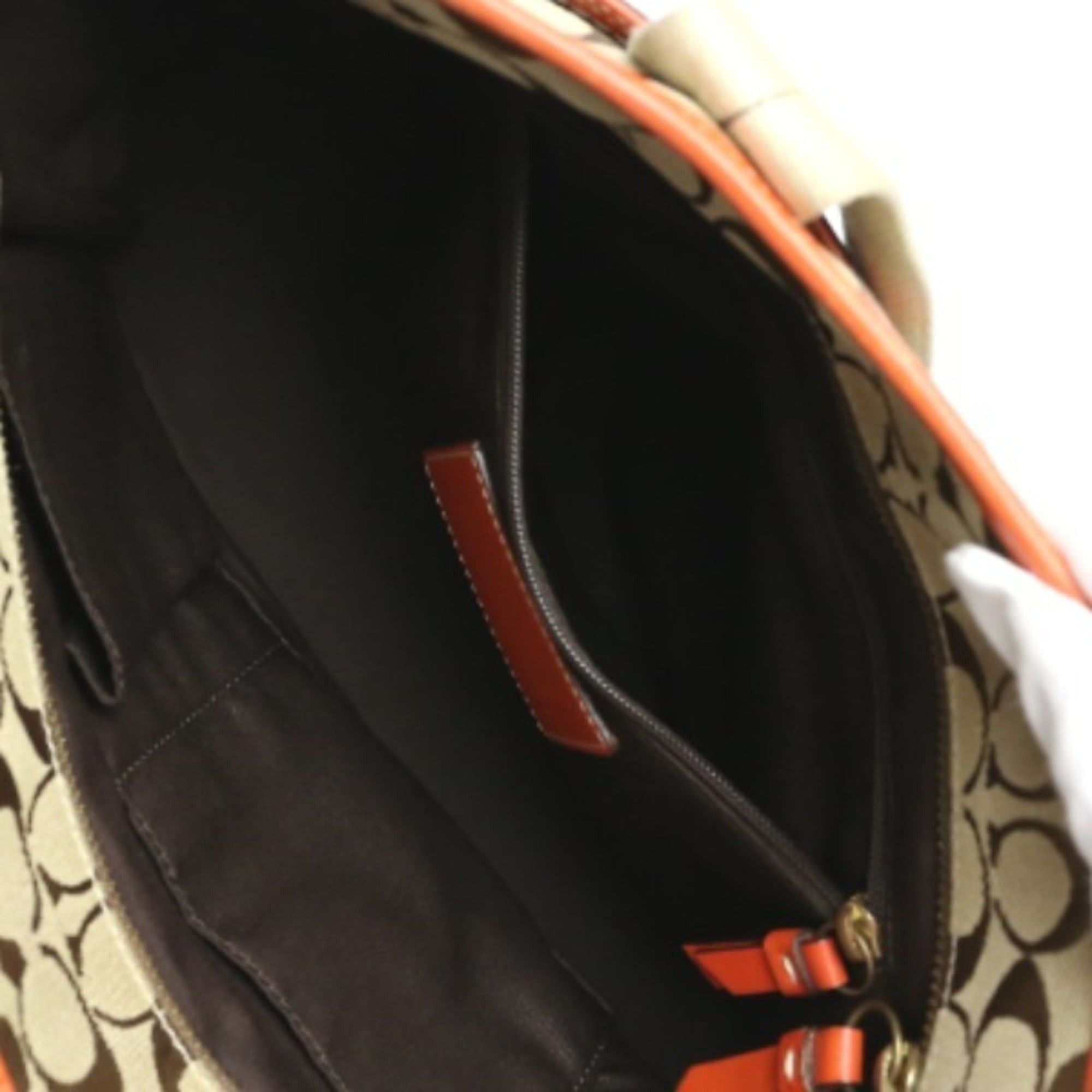 Coach Coach Signature Canvas Shoulder Tote Bag with Leather 8679 in Orange Size ONE SIZE - 16 Thumbnail