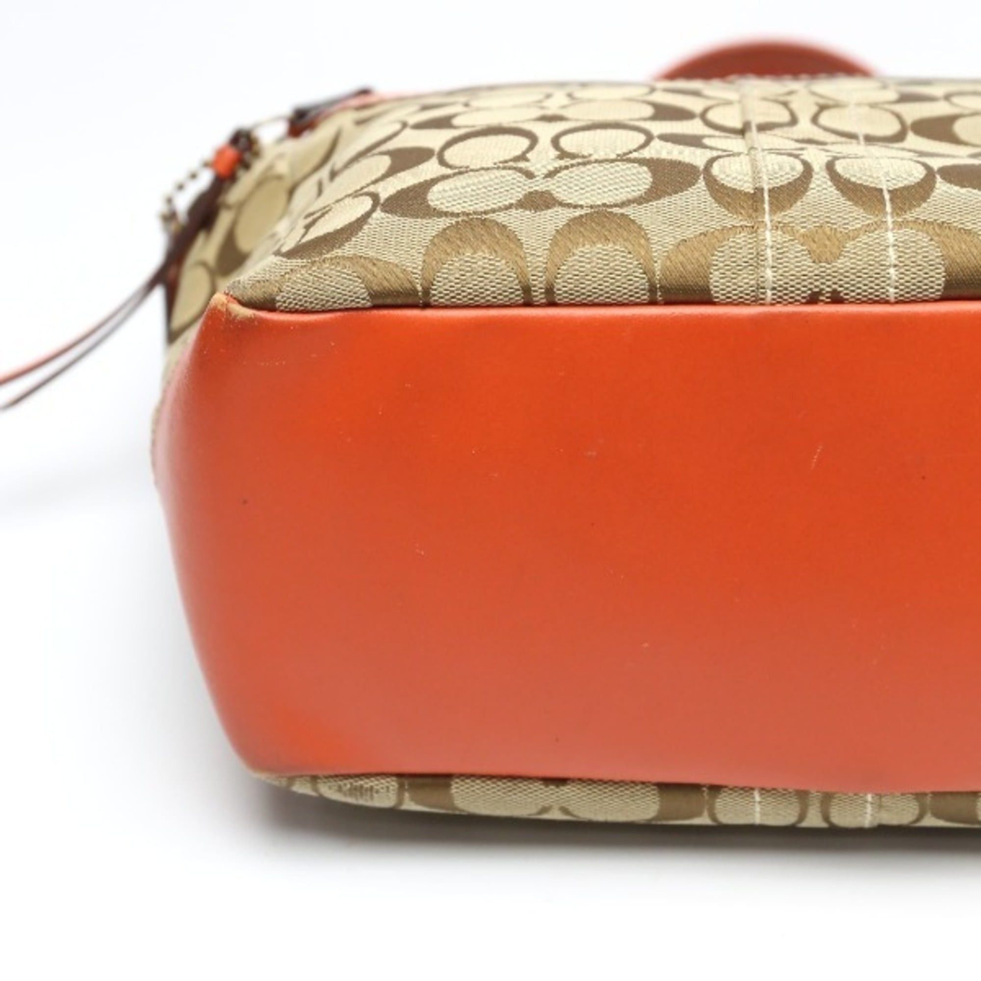 Coach Coach Signature Canvas Shoulder Tote Bag with Leather 8679 in Orange Size ONE SIZE - 7 Thumbnail