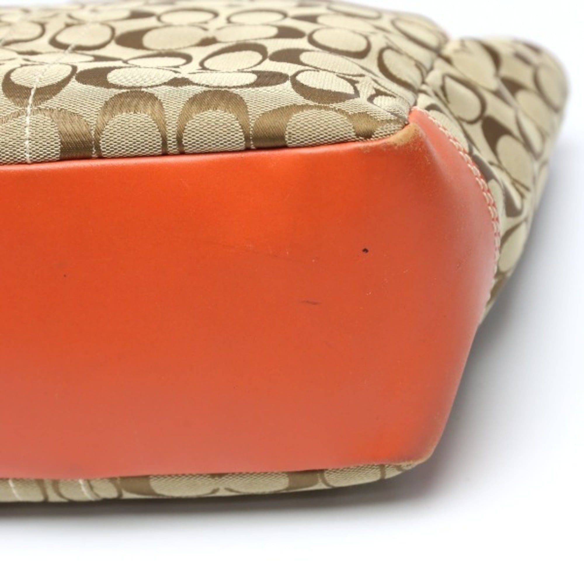 Coach Coach Signature Canvas Shoulder Tote Bag with Leather 8679 in Orange Size ONE SIZE - 6 Thumbnail