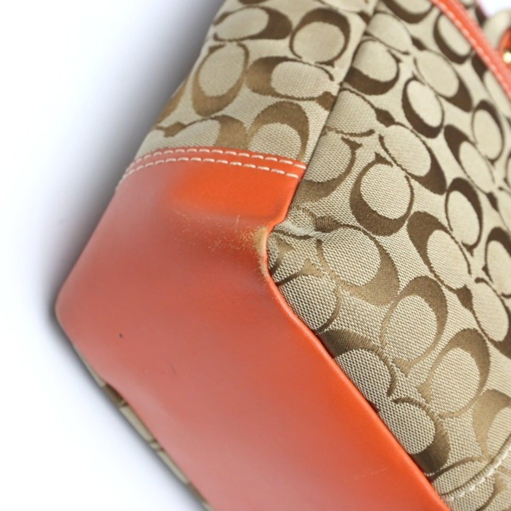 Coach Coach Signature Canvas Shoulder Tote Bag with Leather 8679 in Orange Size ONE SIZE - 10 Thumbnail