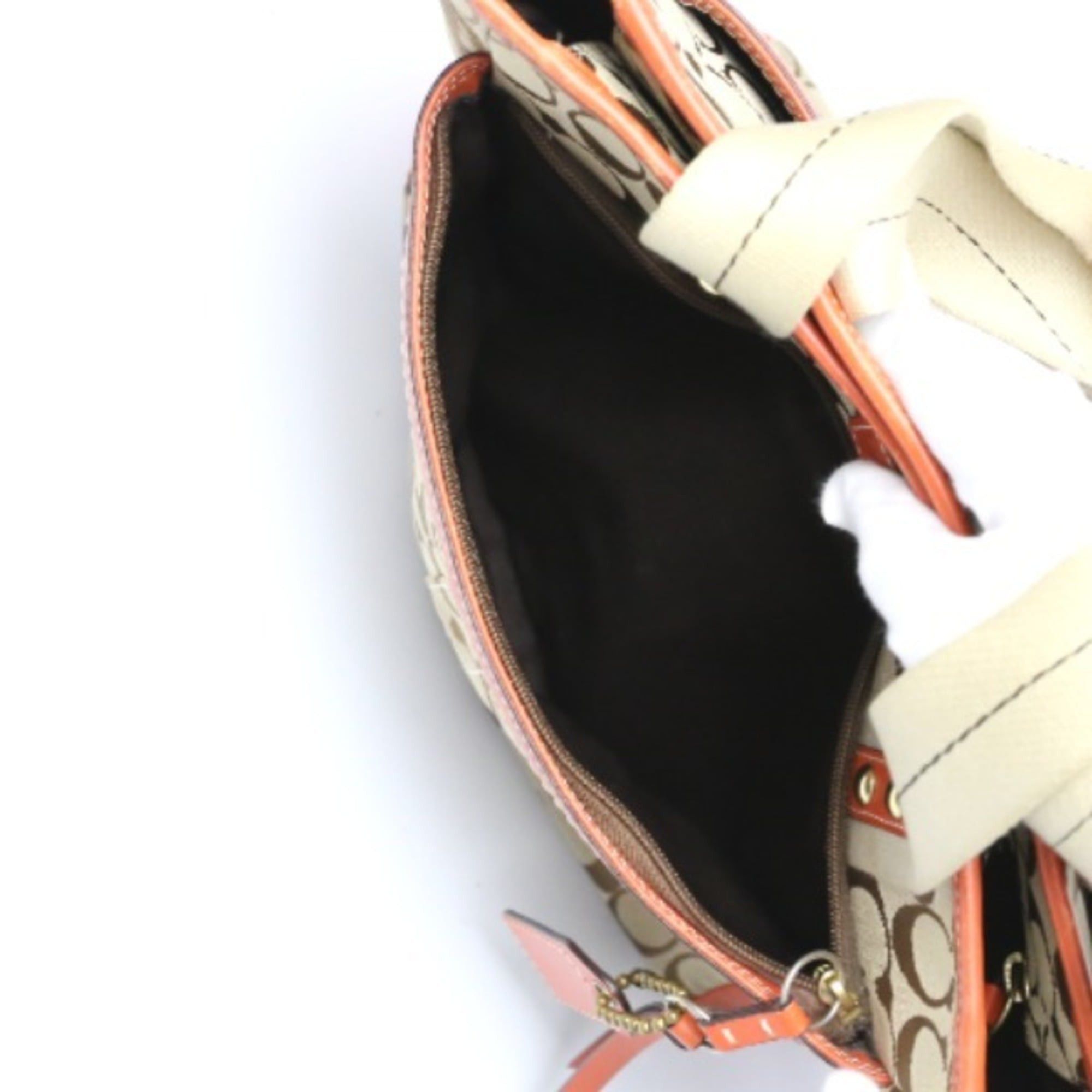 Coach Coach Signature Canvas Shoulder Tote Bag with Leather 8679 in Orange Size ONE SIZE - 18 Thumbnail