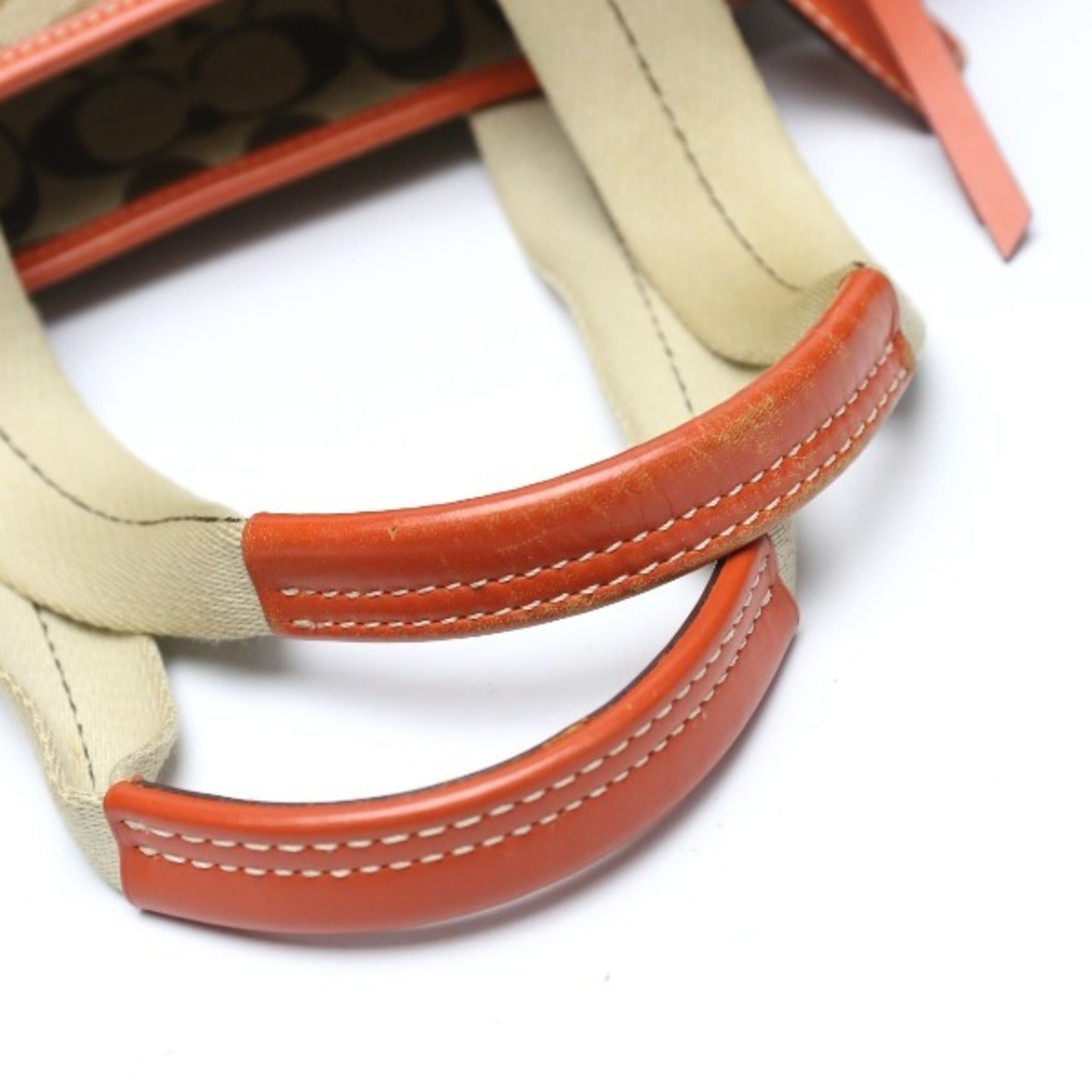 Coach Coach Signature Canvas Shoulder Tote Bag with Leather 8679 in Orange Size ONE SIZE - 12 Thumbnail