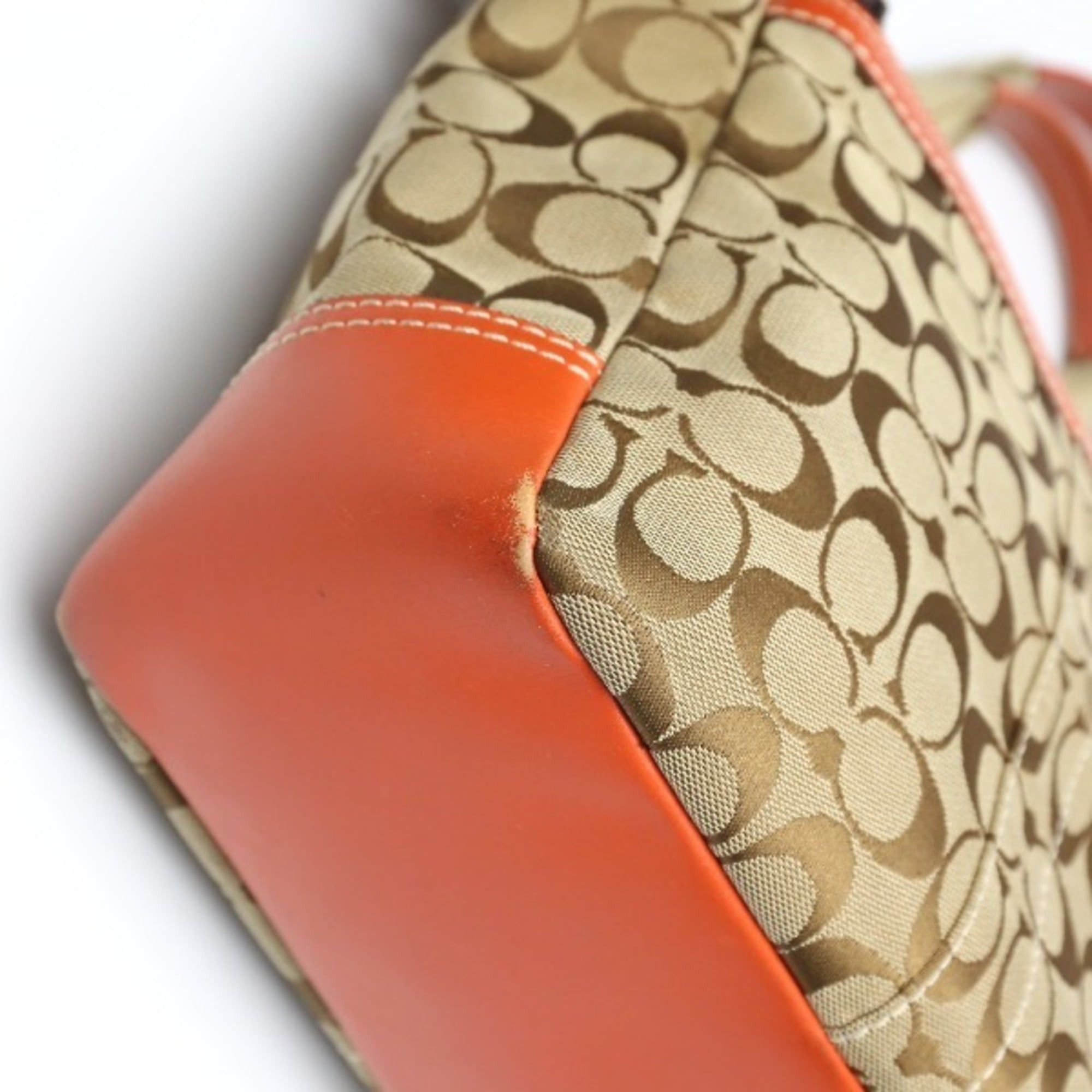 Coach Coach Signature Canvas Shoulder Tote Bag with Leather 8679 in Orange Size ONE SIZE - 8 Thumbnail