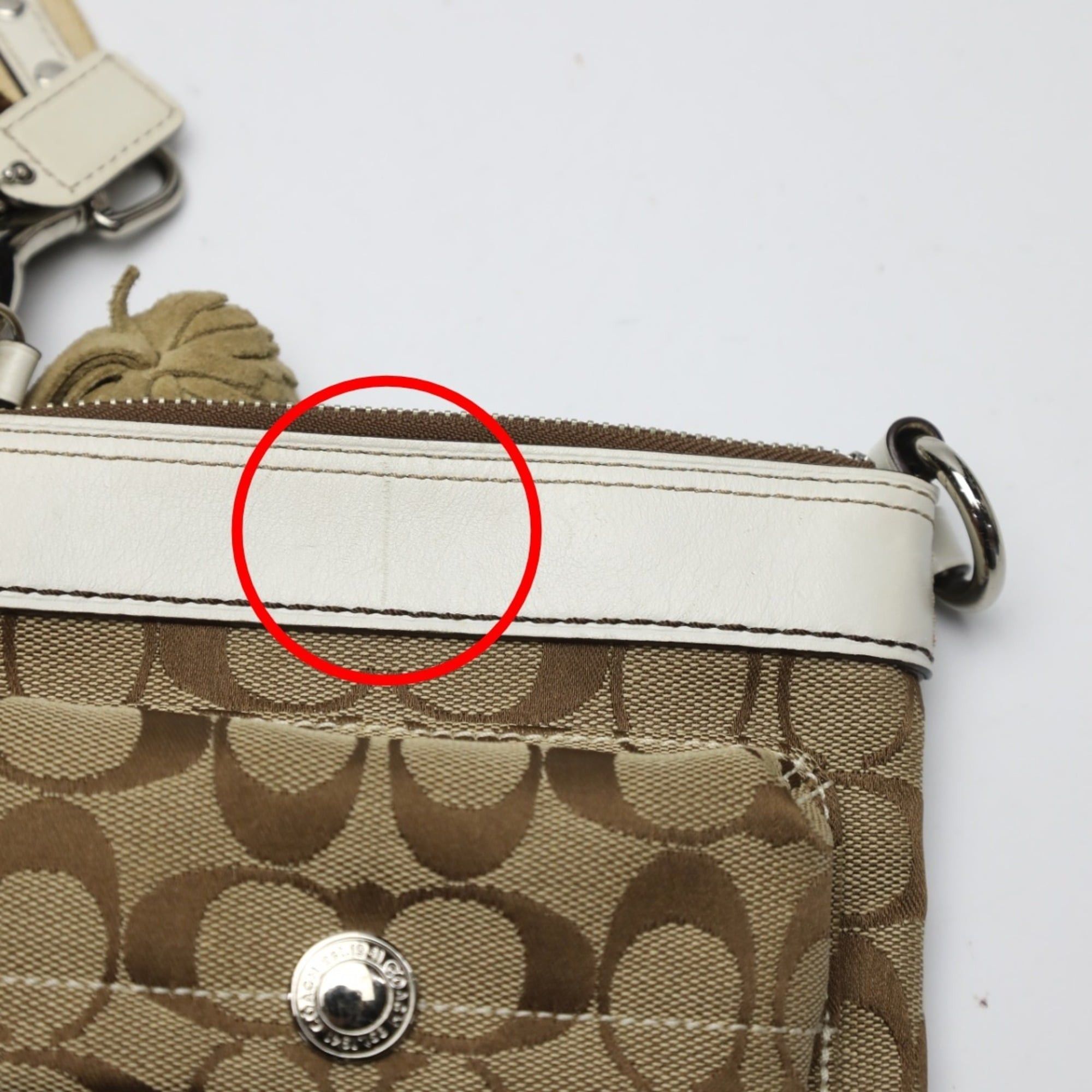 Coach Coach Signature Swing Canvas Shoulder Bag, 7082, Khaki and White Size ONE SIZE - 9 Thumbnail