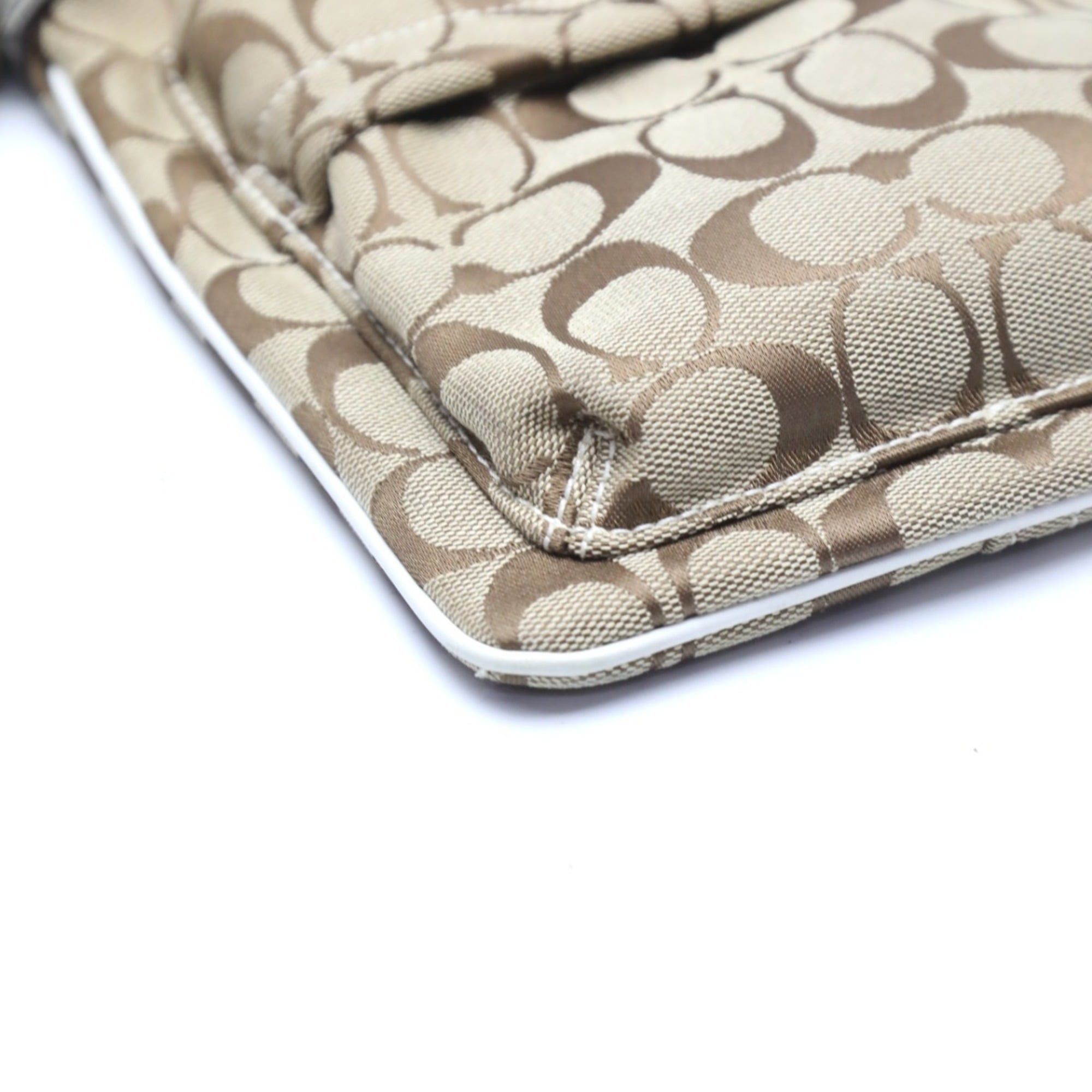 Coach Coach Signature Swing Canvas Shoulder Bag, 7082, Khaki and White Size ONE SIZE - 4 Thumbnail