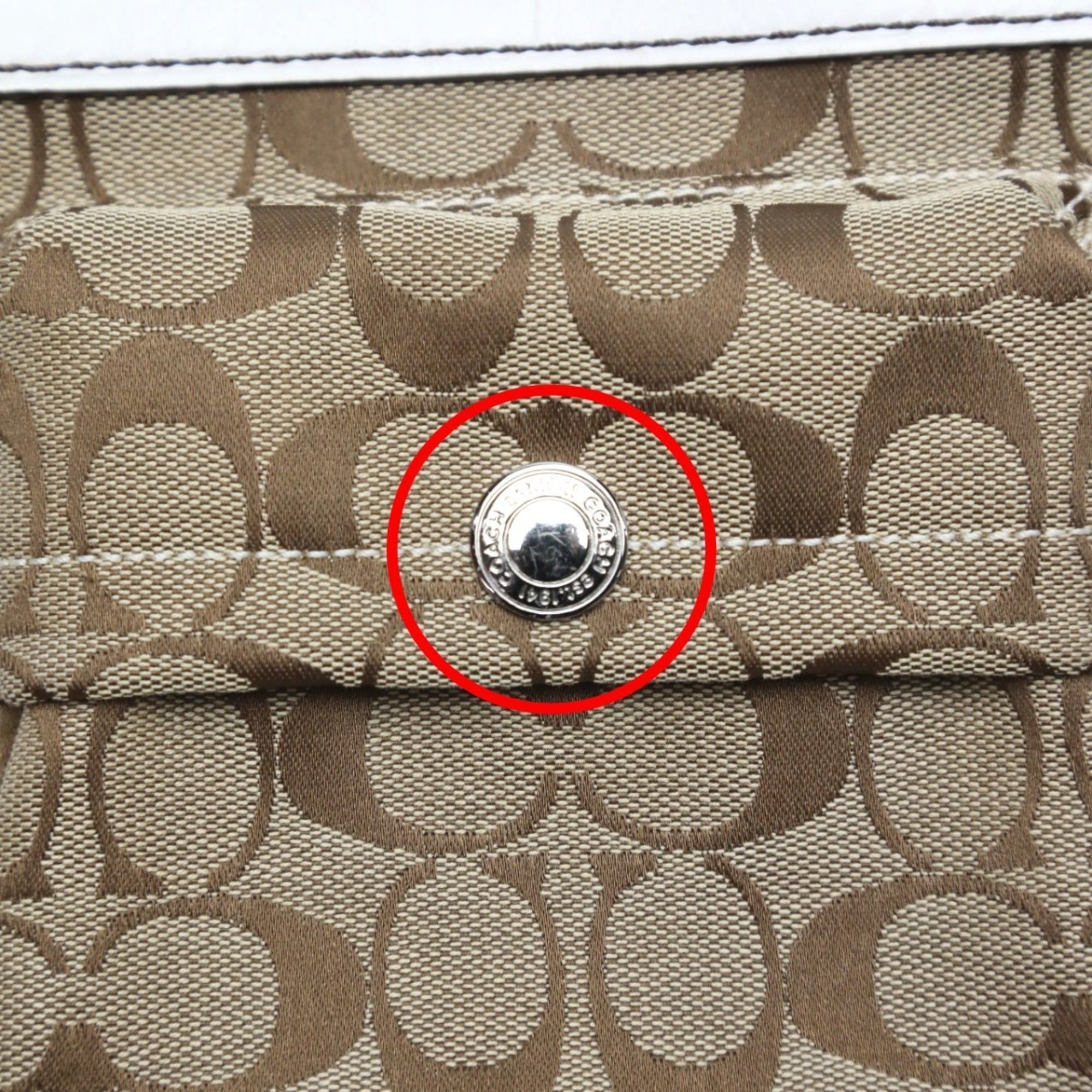Coach Coach Signature Swing Canvas Shoulder Bag, 7082, Khaki and White Size ONE SIZE - 15 Thumbnail
