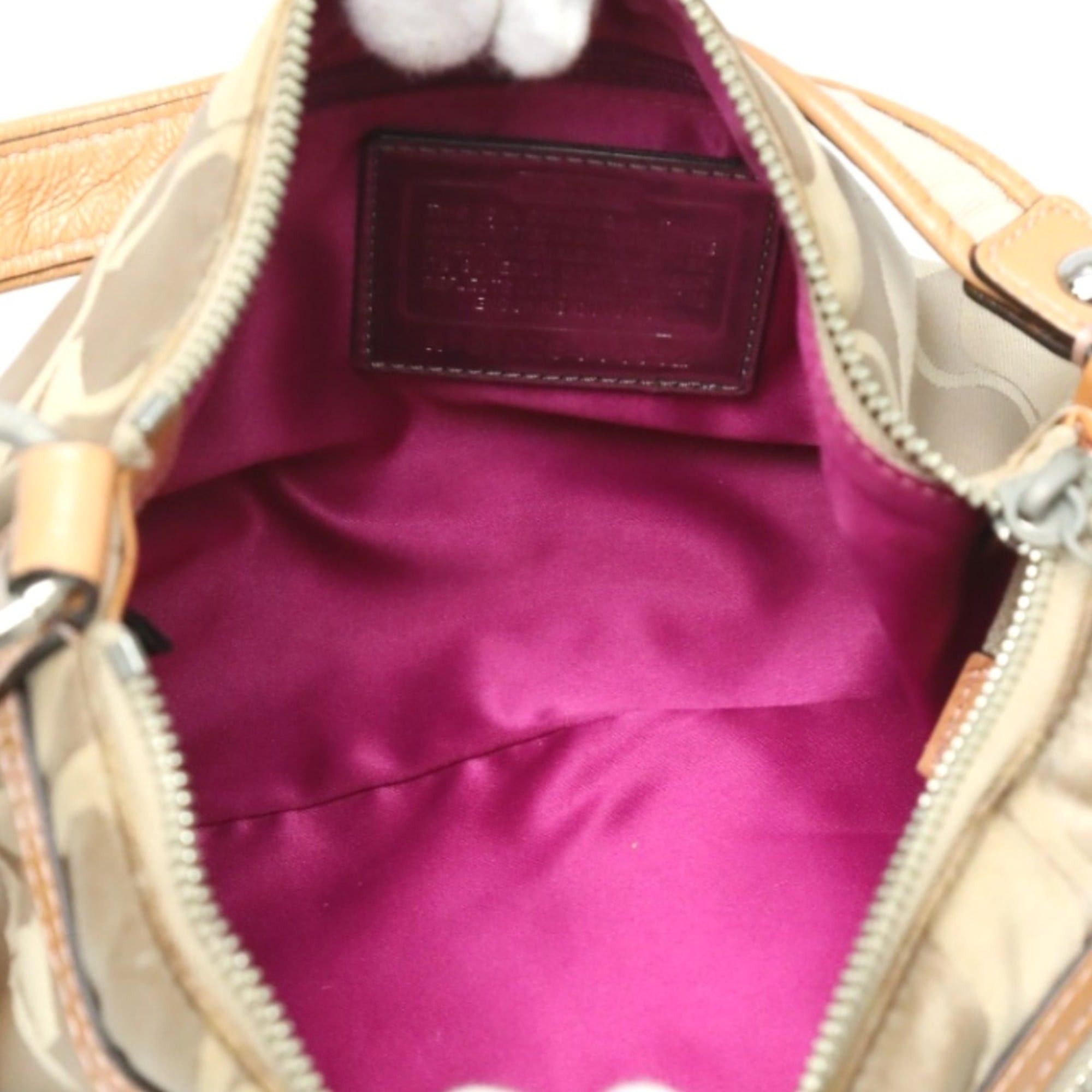 Coach Poppy Signature 2-Way Leather Shoulder Bag F14562 Beige
