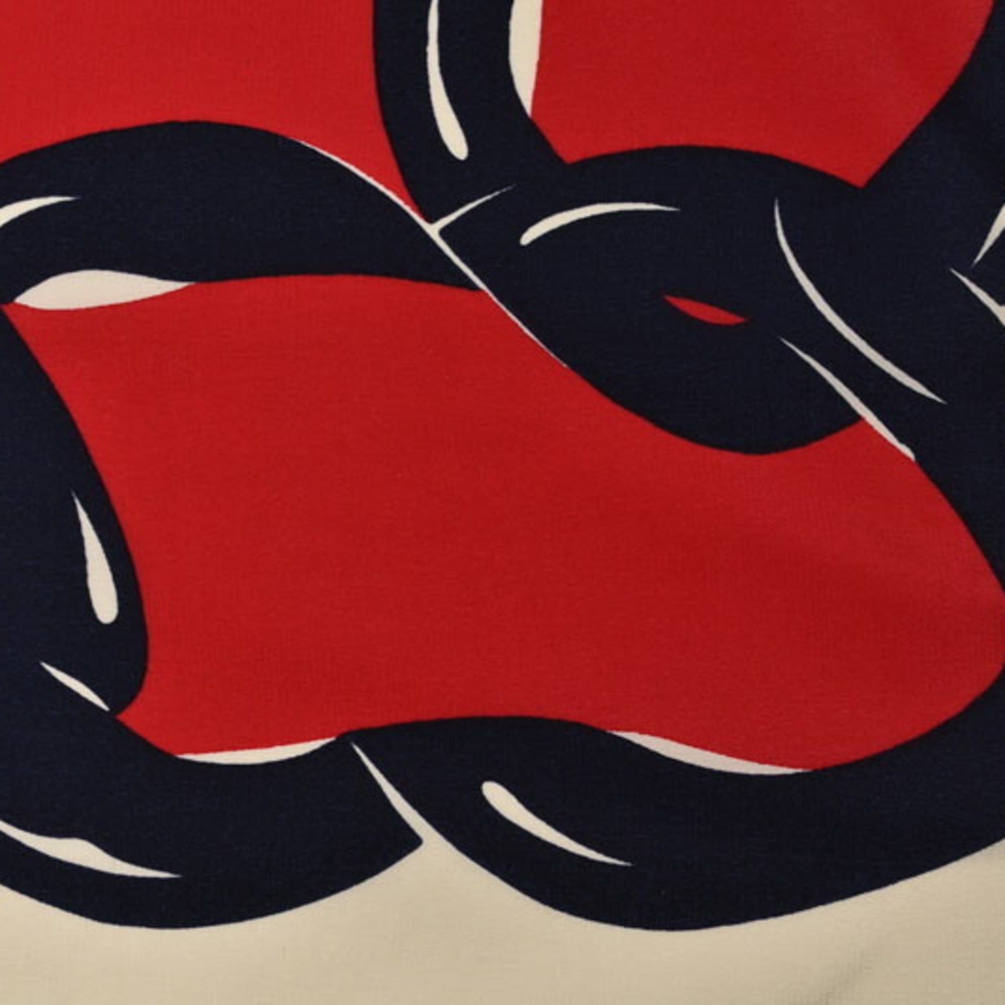 Chanel CHANEL scarf/stole with COCO mark and chain pattern, silk, white, red, navy Size ONE SIZE - 9 Thumbnail