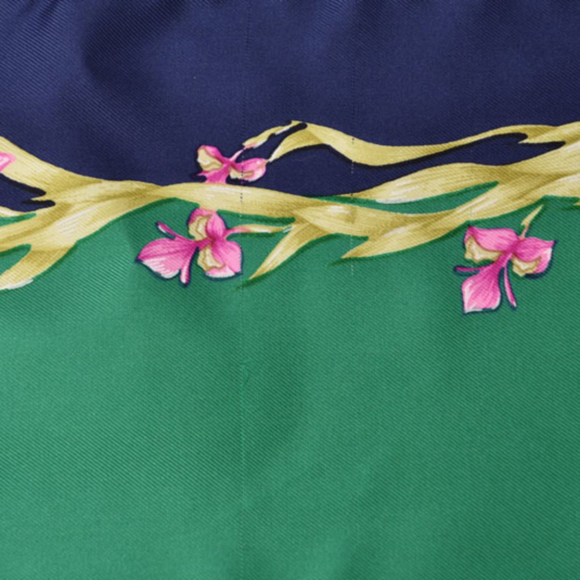 Hermes Hermes Hermès Carré 90 Scarf, Silk Twill, Flowering Horse, H. d'Origny, Henri Green/Navy Size ONE SIZE - 10 Thumbnail