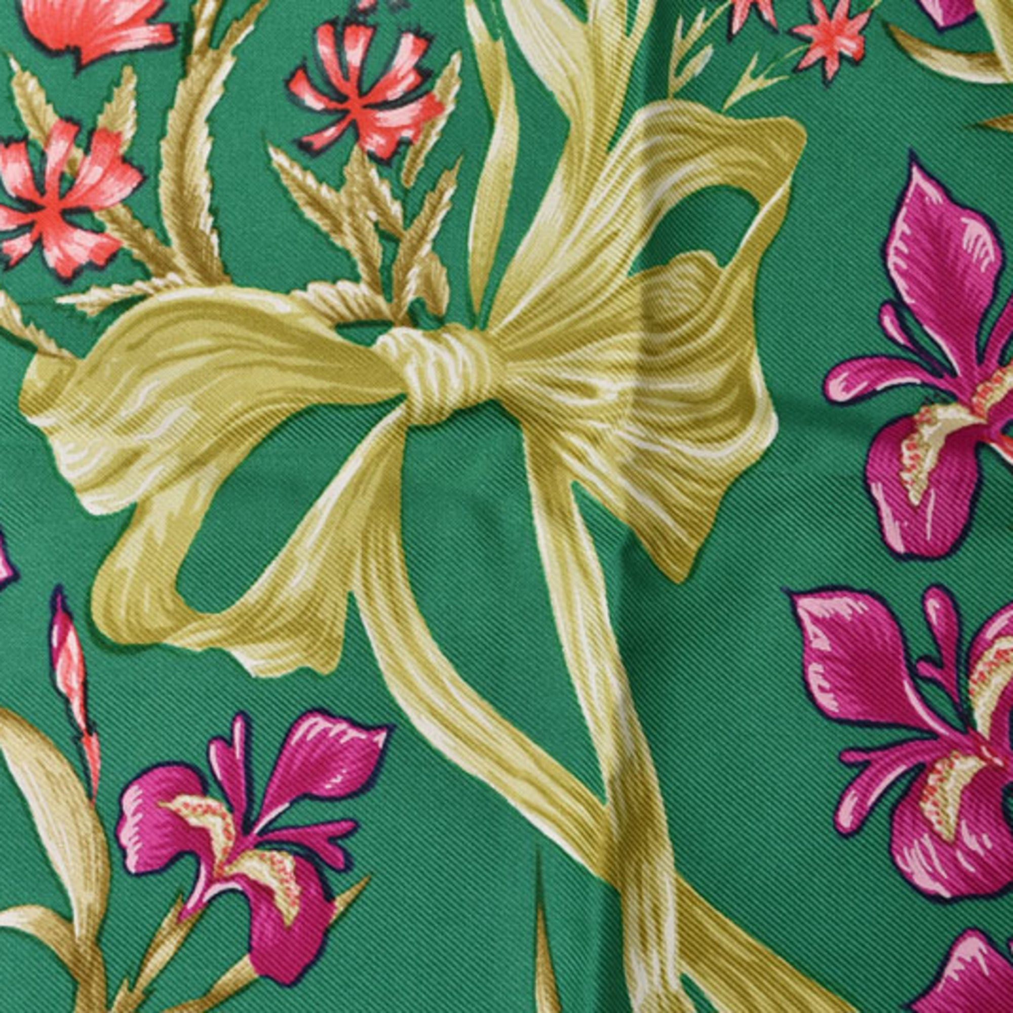 Hermes Hermes Hermès Carré 90 Scarf, Silk Twill, Flowering Horse, H. d'Origny, Henri Green/Navy Size ONE SIZE - 6 Thumbnail