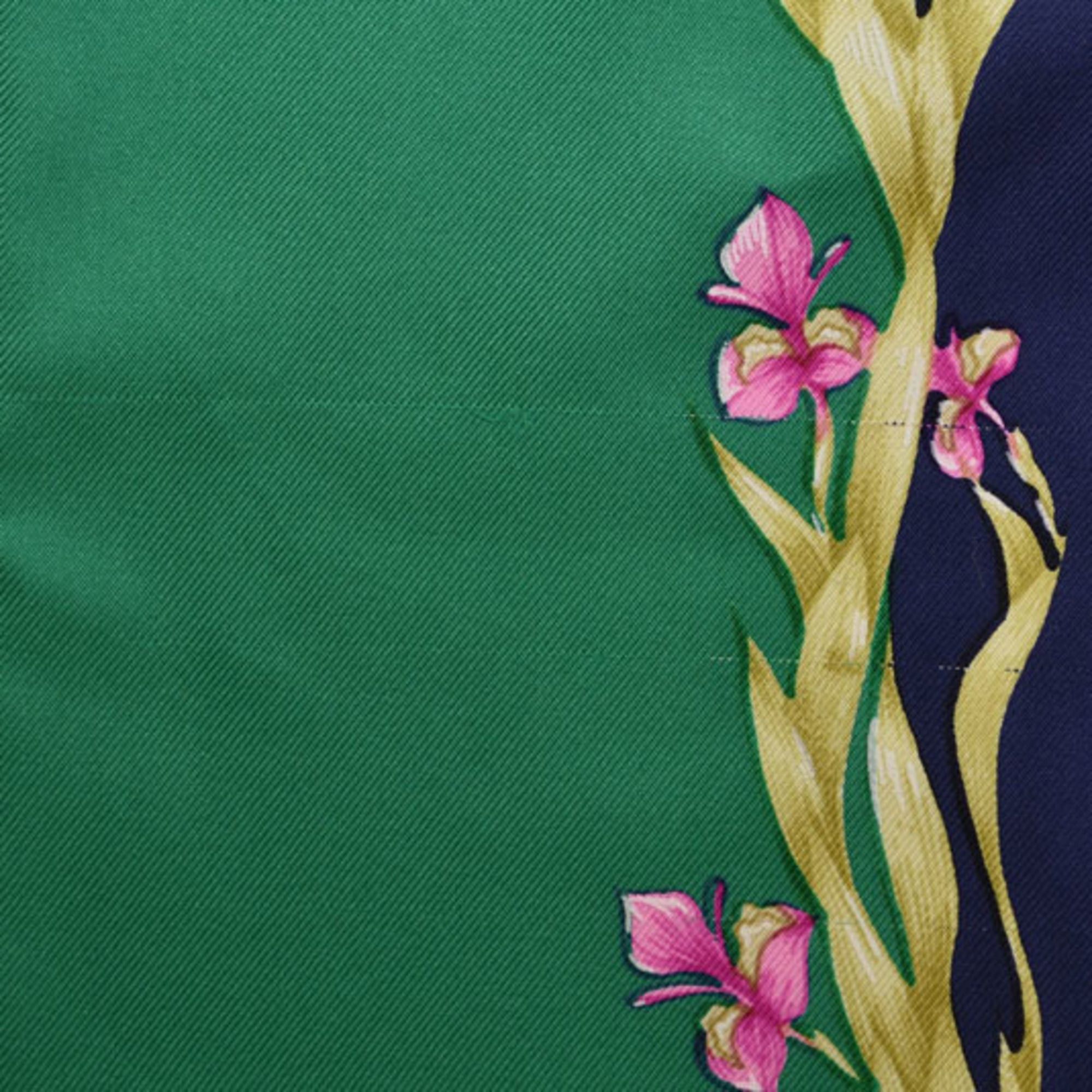 Hermes Hermes Hermès Carré 90 Scarf, Silk Twill, Flowering Horse, H. d'Origny, Henri Green/Navy Size ONE SIZE - 11 Thumbnail