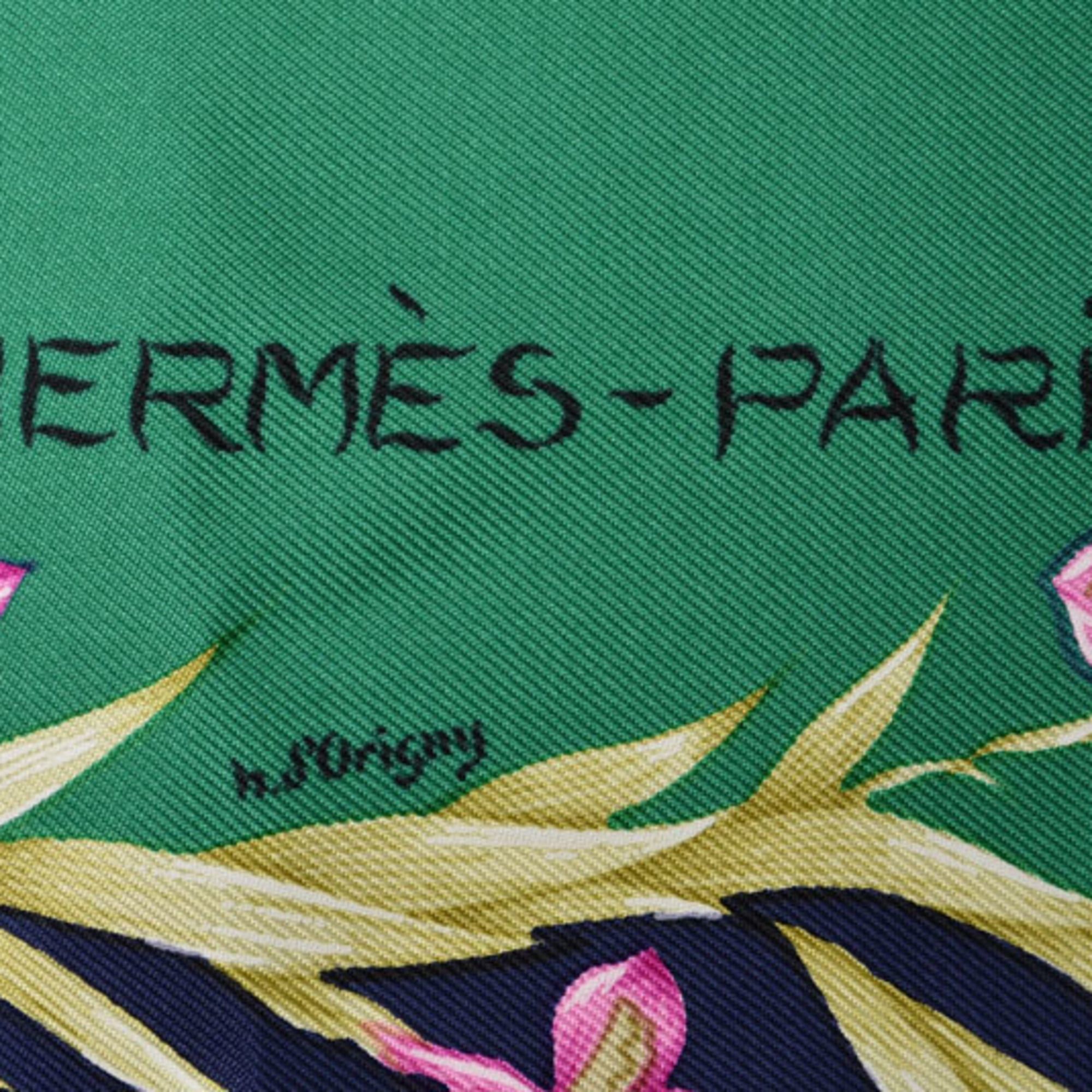 Hermes Hermes Hermès Carré 90 Scarf, Silk Twill, Flowering Horse, H. d'Origny, Henri Green/Navy Size ONE SIZE - 5 Thumbnail