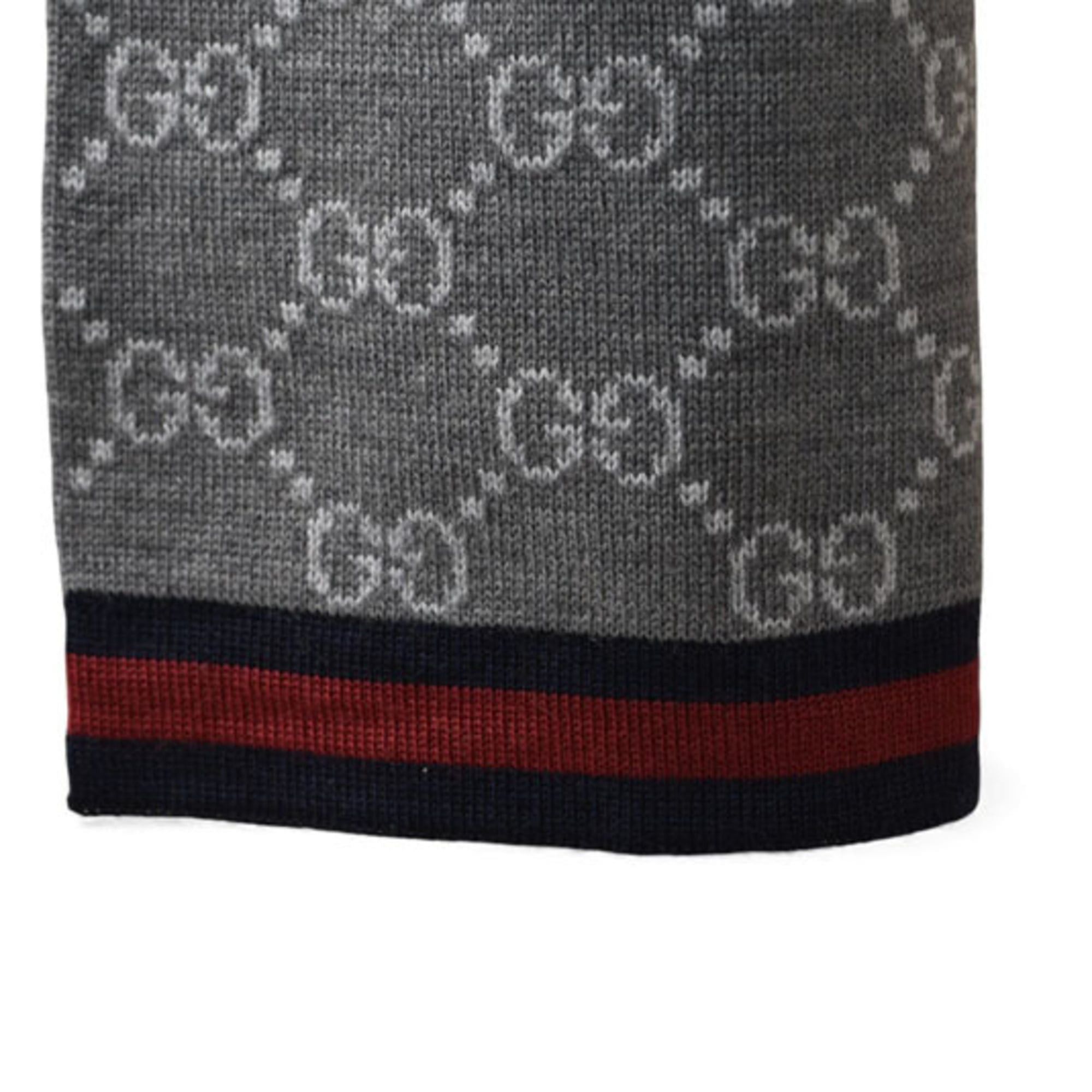Gucci Gucci Winter Scarf, 100% Wool with GG Pattern, Light Gray, 325806 3G206 1263 Size ONE SIZE - 8 Thumbnail