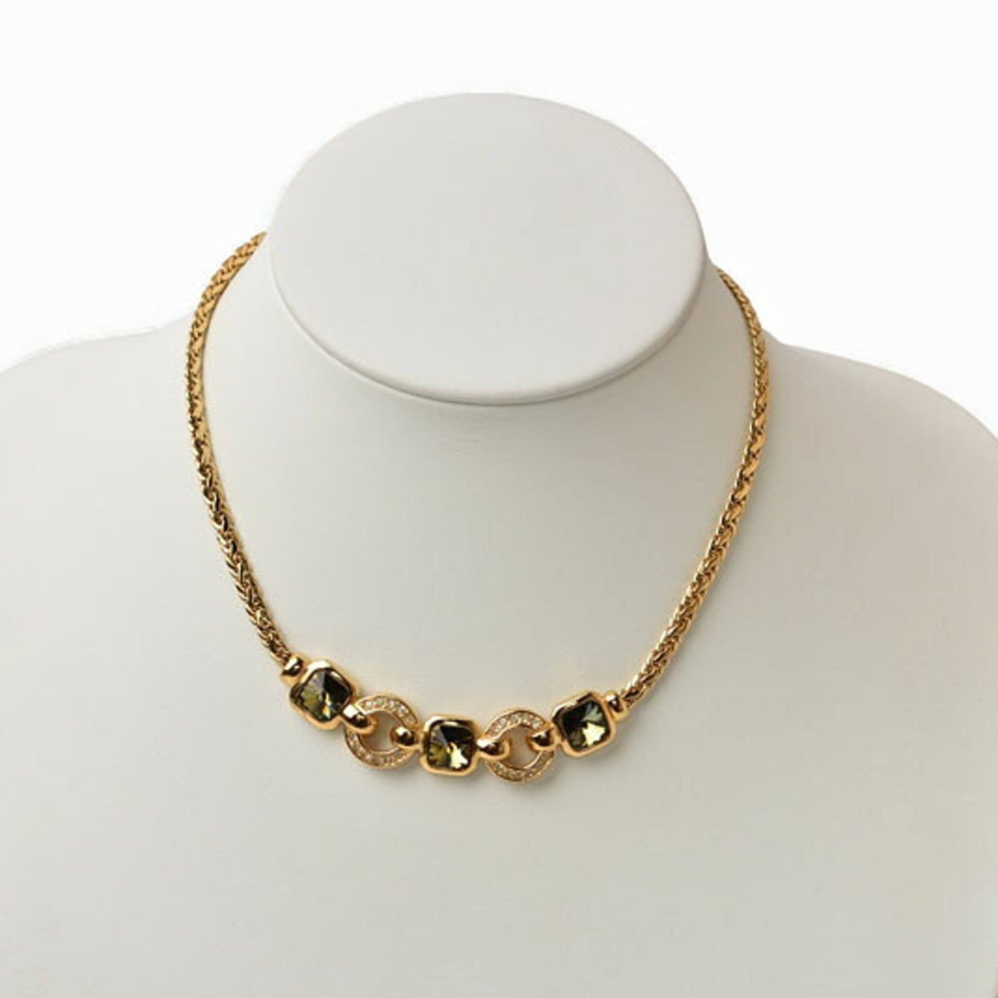 Dior Christian Dior necklace with rhinestones in green and gold Size ONE SIZE - 7 Thumbnail