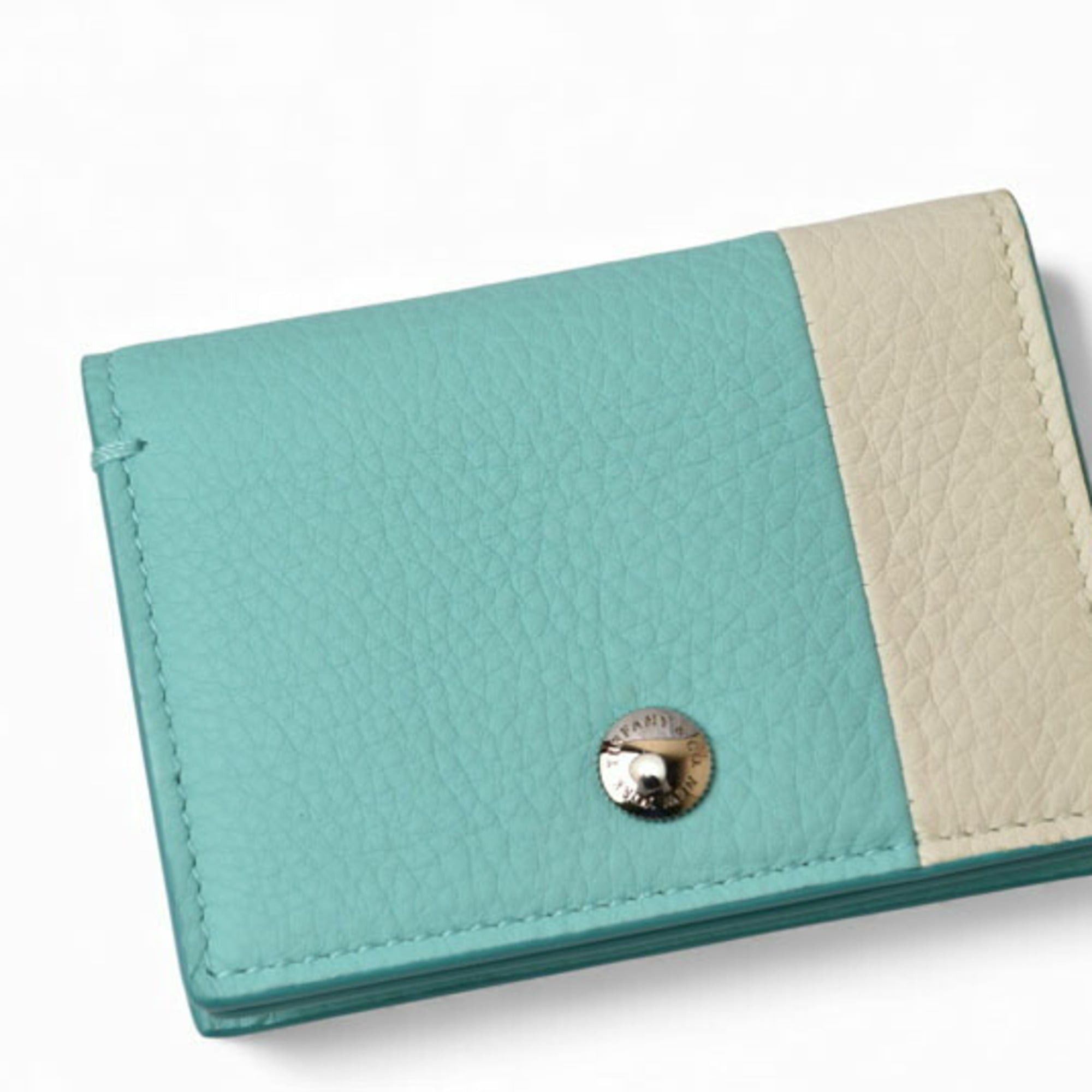 Tiffany & Co. Tiffany & Co. Vertical Fold Card Case, Coin Mini Wallet, Blue, Cream Size ONE SIZE - 3 Thumbnail
