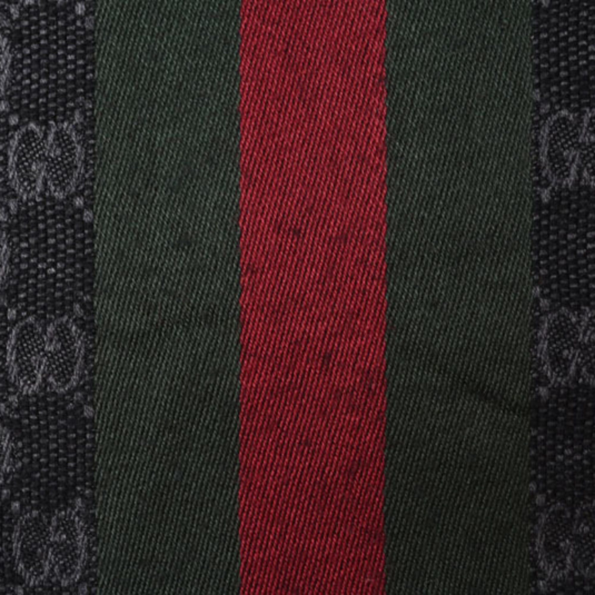 Gucci Gucci Winter Scarf, Wool and Silk with GG Pattern Webbing Lines, 147351, Gray Black Size ONE SIZE - 4 Thumbnail