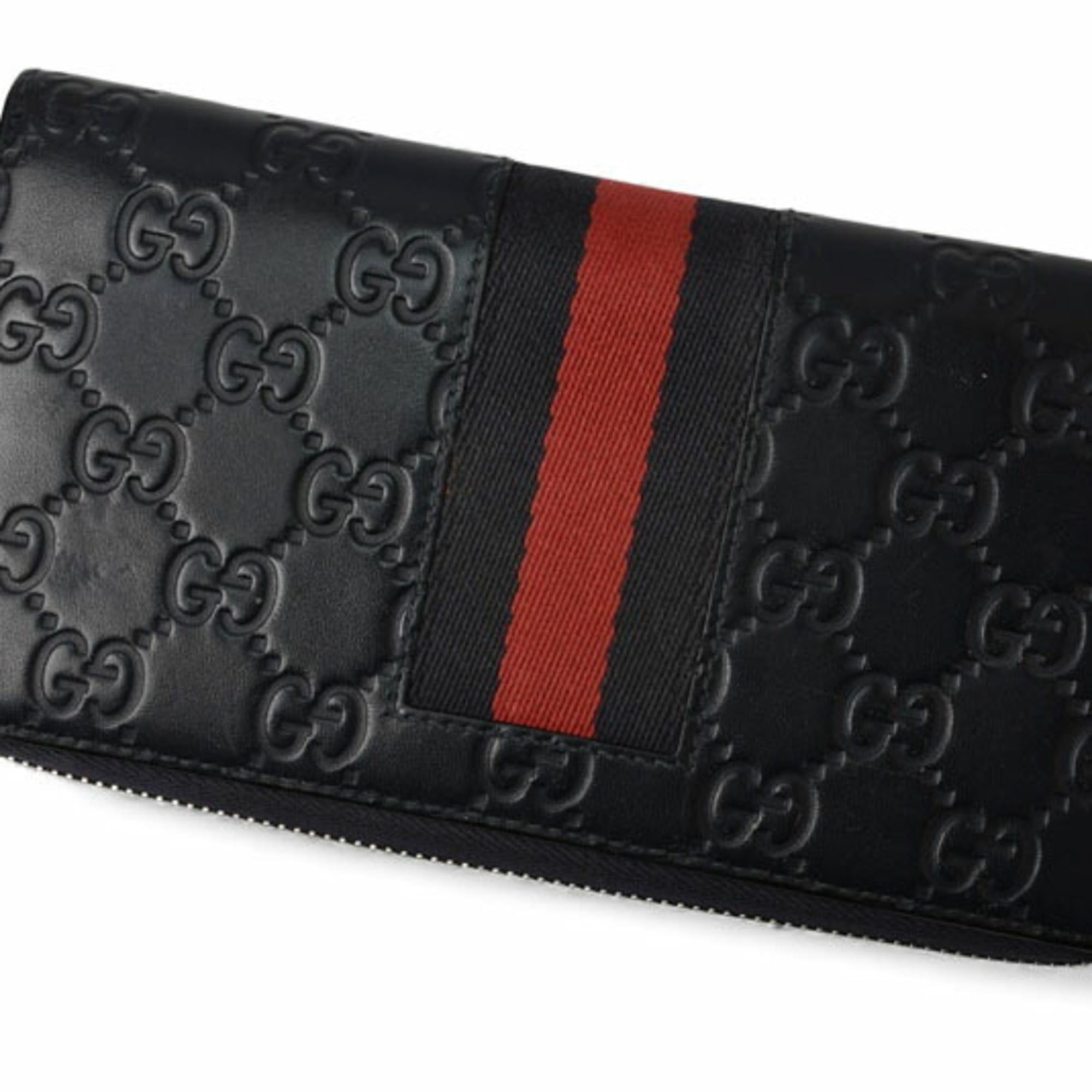 Gucci Gucci Wallet, GUCCI Long Round, Web Line, Guccissima, Dark Navy, Red, 408831 Size ONE SIZE - 4 Thumbnail