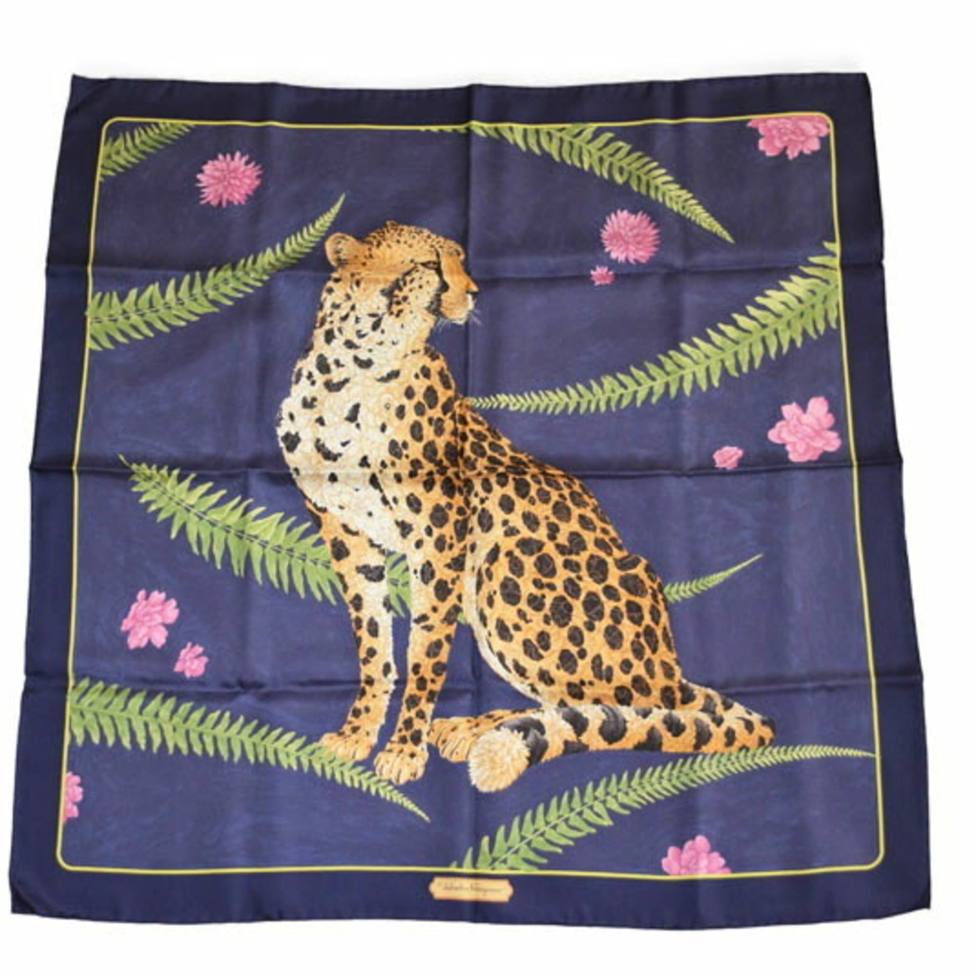 Salvatore Ferragamo Salvatore Ferragamo scarf/muffler in blue with animal motifs and leopard print. Size ONE SIZE - 2 Thumbnail