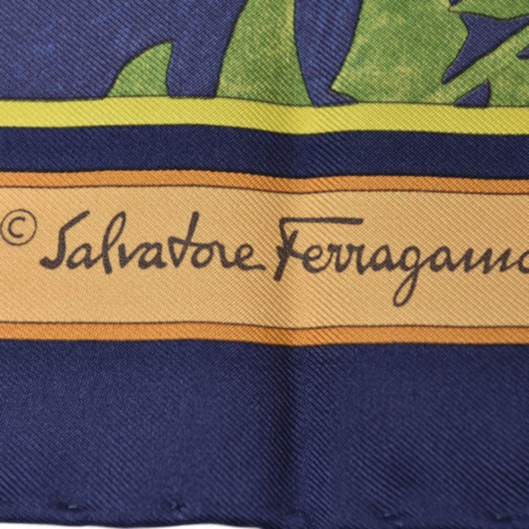 Salvatore Ferragamo Salvatore Ferragamo scarf/muffler in blue with animal motifs and leopard print. Size ONE SIZE - 4 Thumbnail