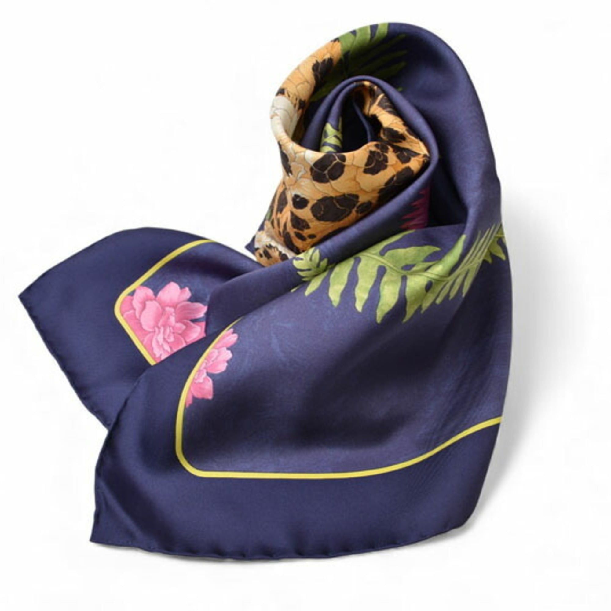 Salvatore Ferragamo Salvatore Ferragamo scarf/muffler in blue with animal motifs and leopard print. Size ONE SIZE - 3 Thumbnail