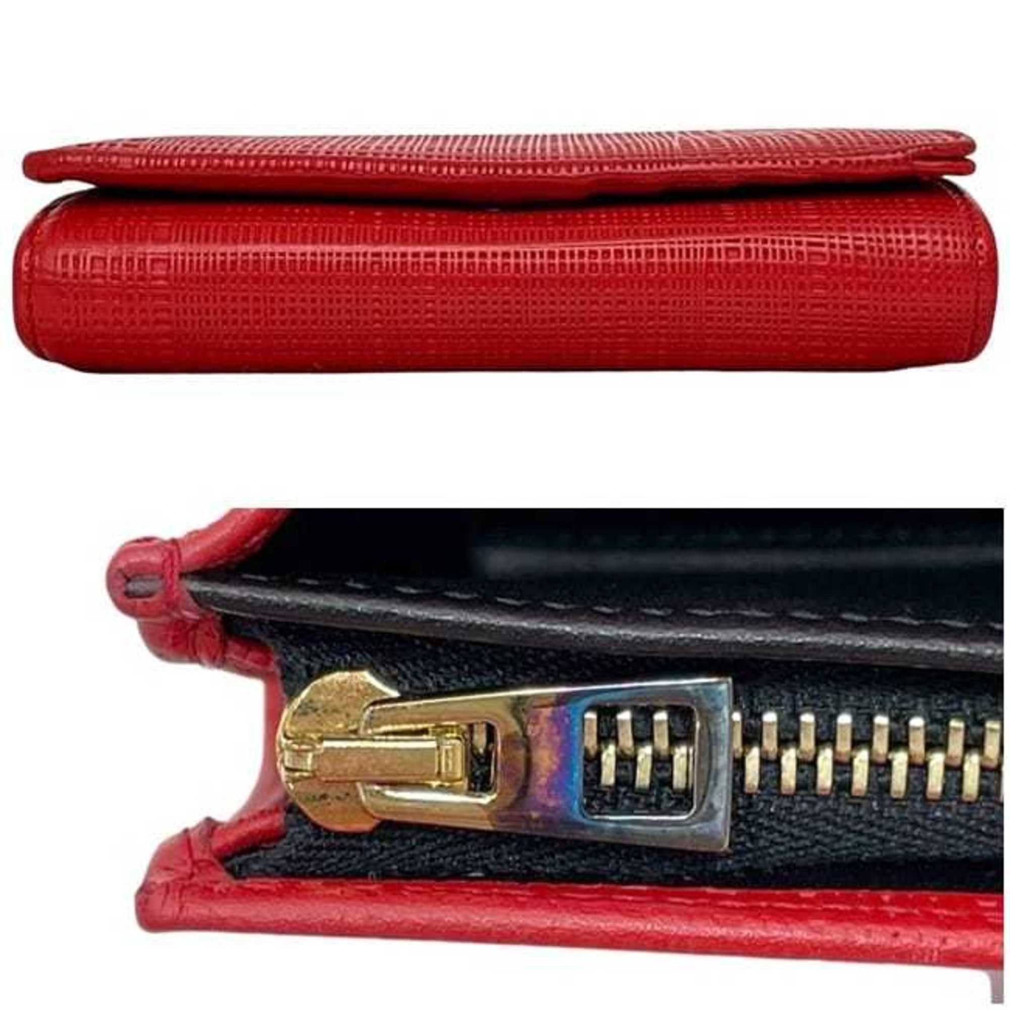 Loewe Loewe Bifold Wallet ec-24622 Red Linen Anagram 101.88.K98 Leather 101505 LOEWE L-Shaped Flap for Men and Women Size ONE SIZE - 4 Thumbnail