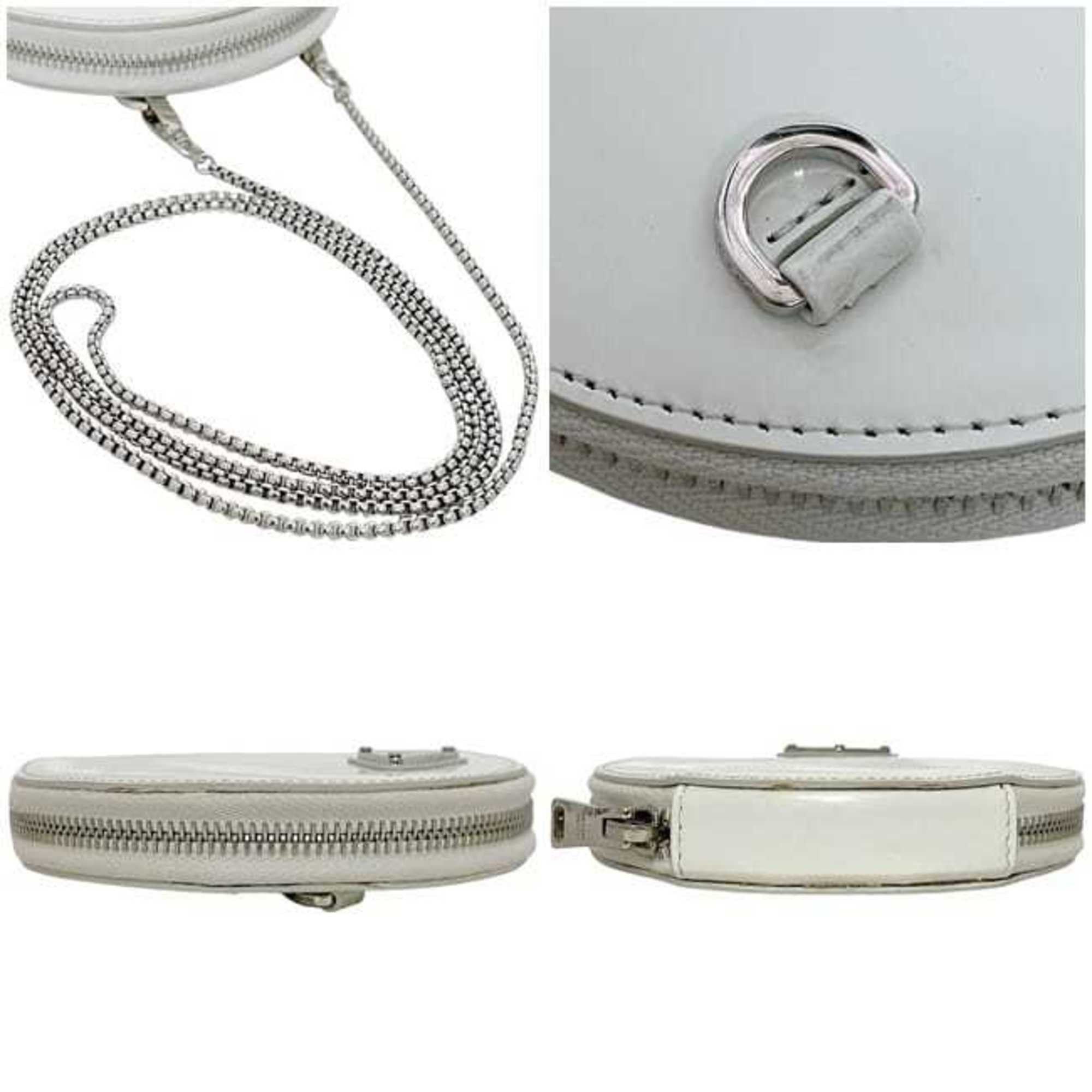 Prada Prada Shoulder Bag f-24679 White 1NA003 Round Chain Leather 85 PRADA Mini Pochette Triangle Plate Women's Size ONE SIZE - 4 Thumbnail