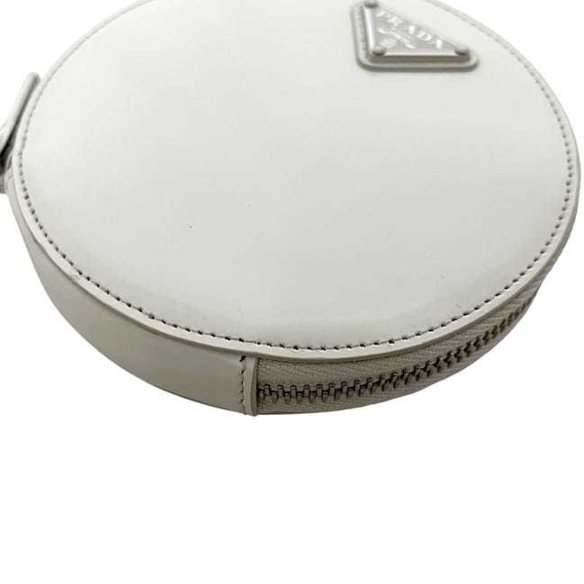Prada Prada Shoulder Bag f-24679 White 1NA003 Round Chain Leather 85 PRADA Mini Pochette Triangle Plate Women's Size ONE SIZE - 7 Thumbnail