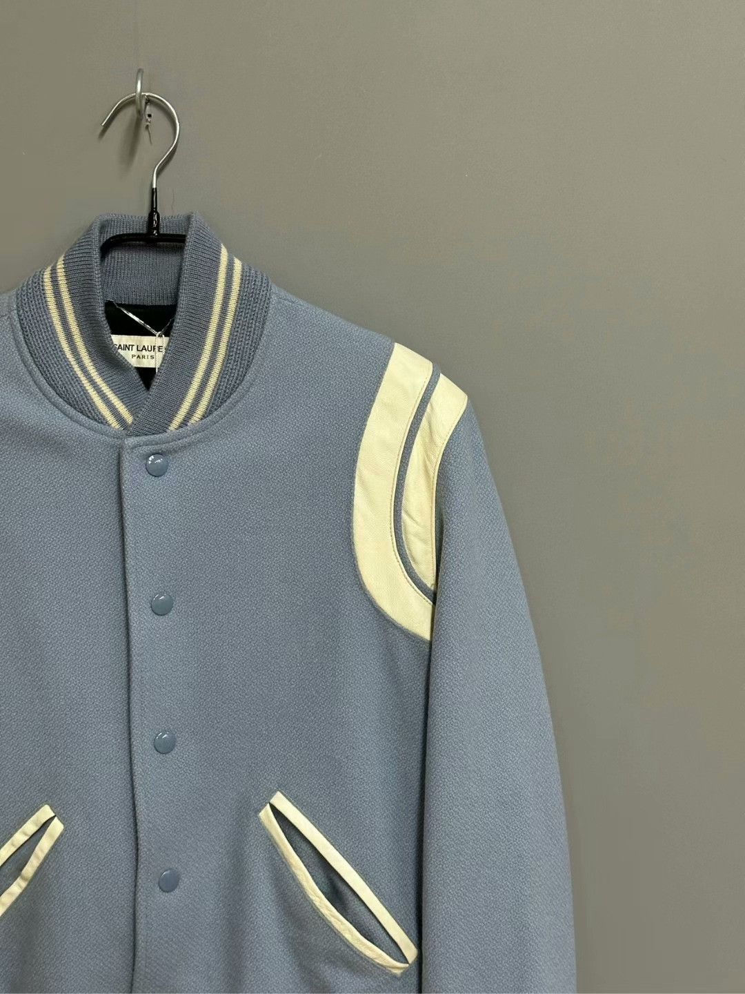 Saint Laurent Paris saint laurent light blue baseball jacket Size US M / EU 48-50 / 2 - 2 Thumbnail