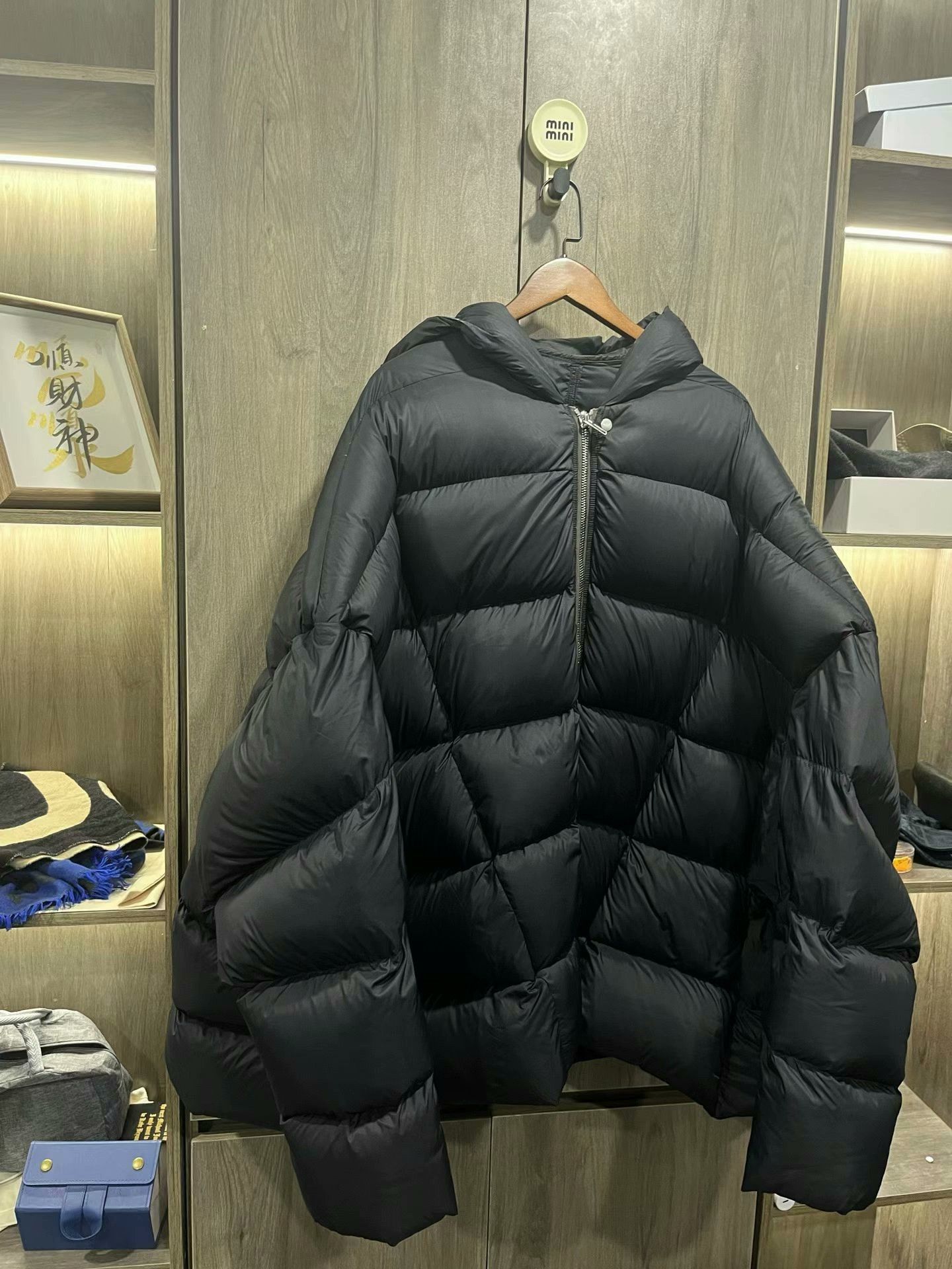 rick owens black down jacket size 48