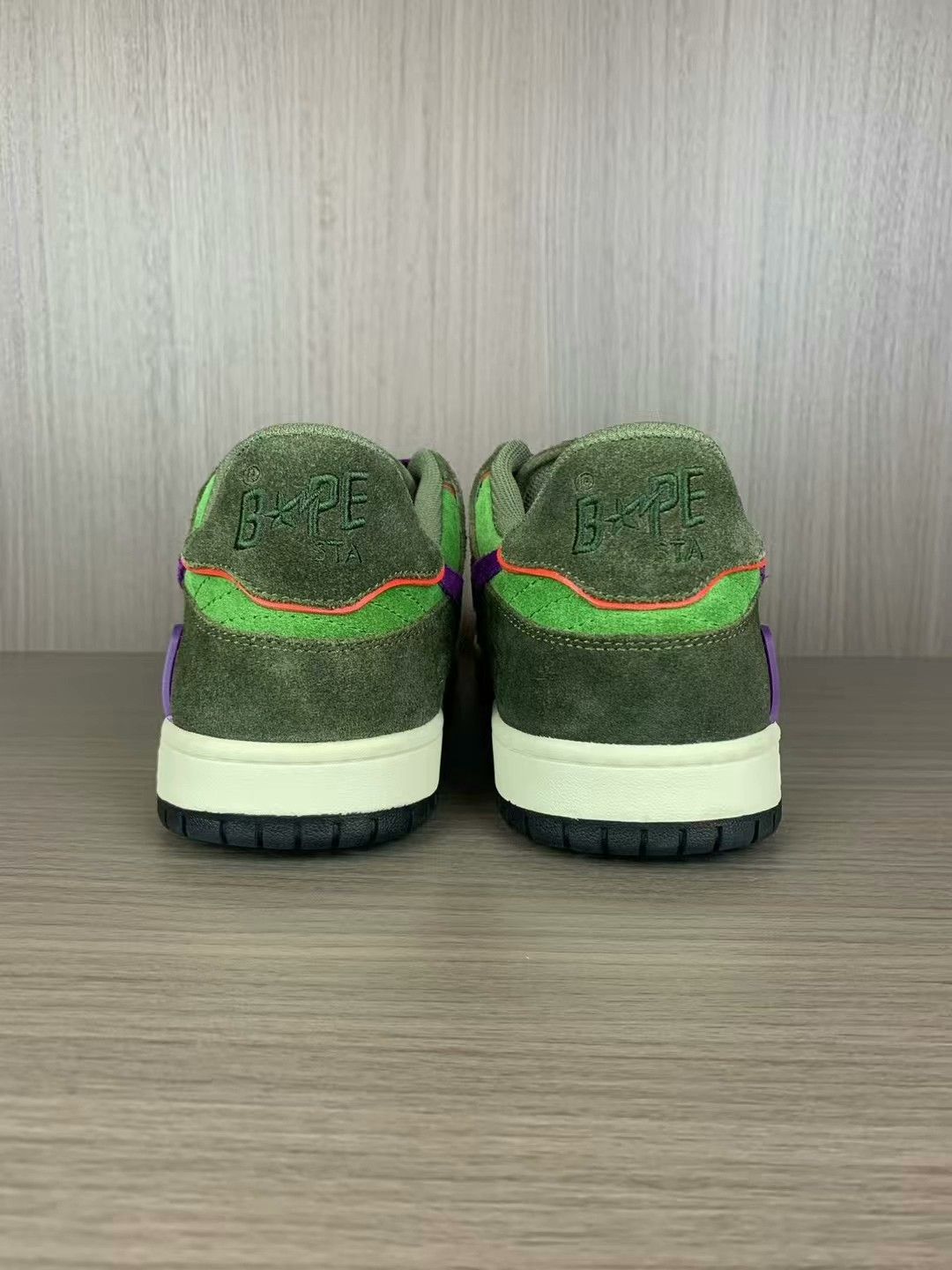 bape sk8 green purple sneakers with original box