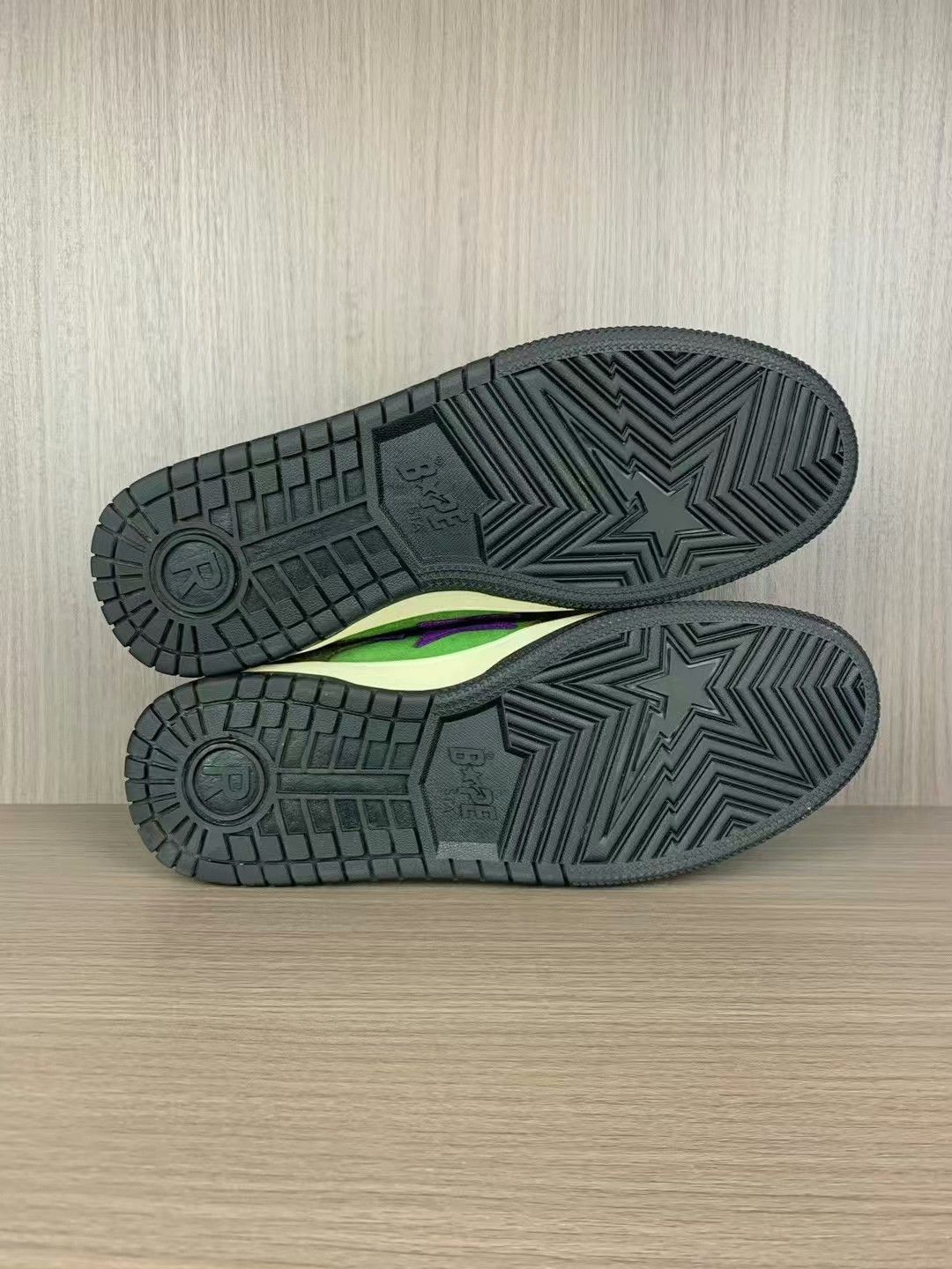 bape sk8 green purple sneakers with original box
