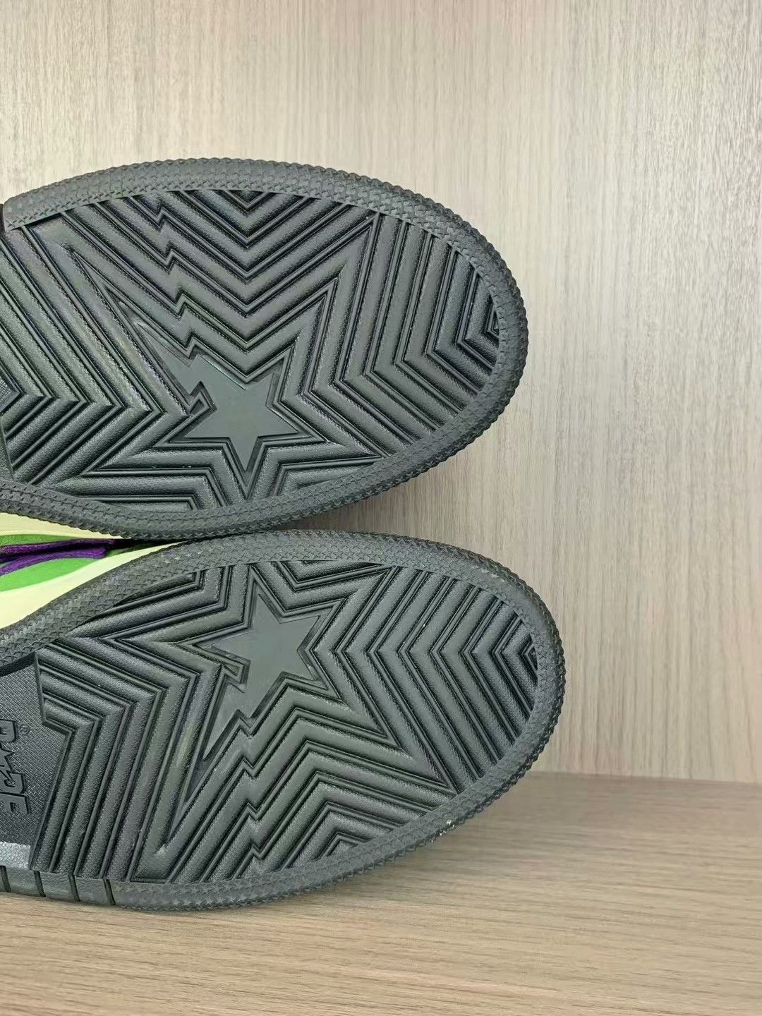 bape sk8 green purple sneakers with original box