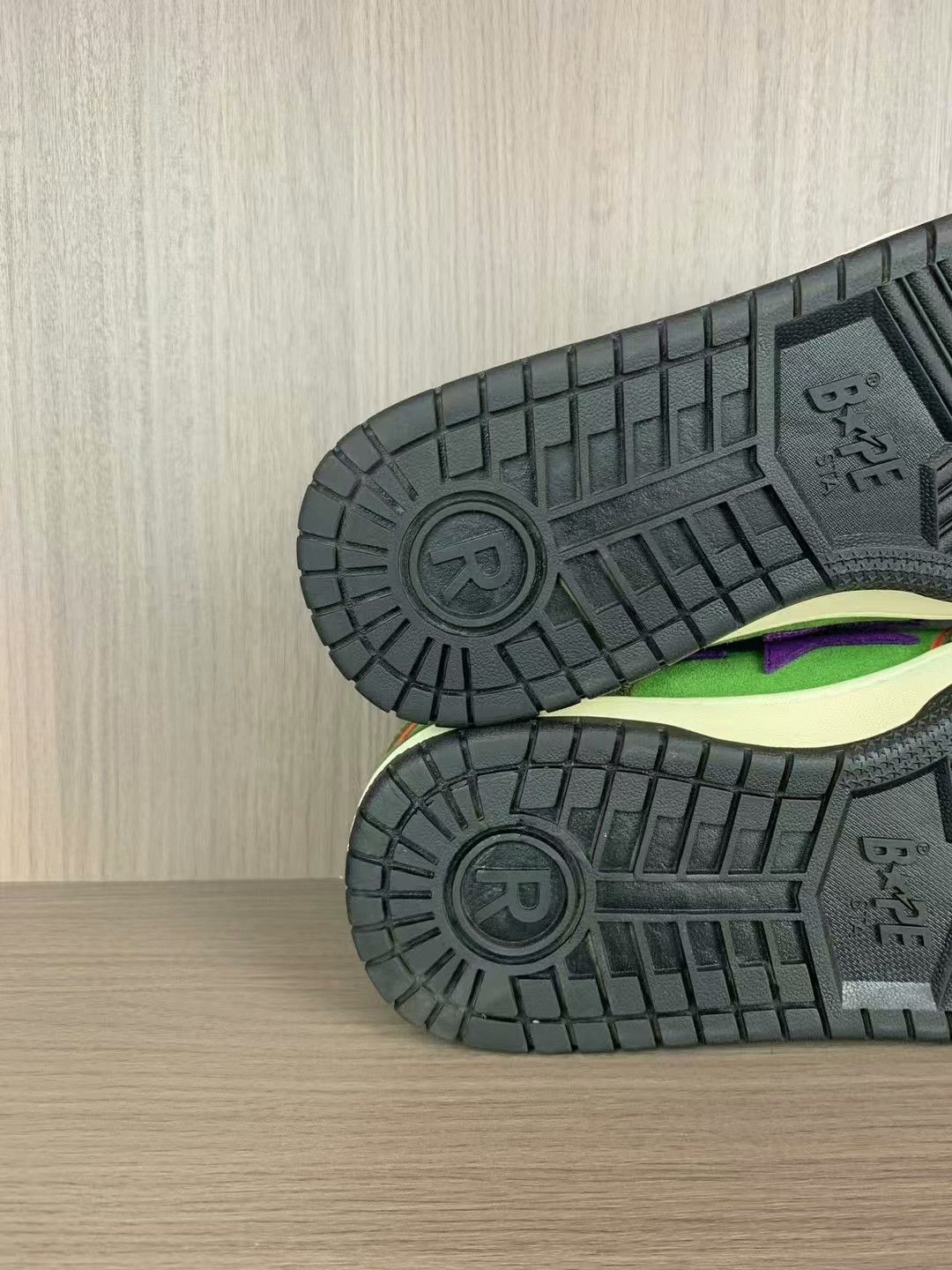 bape sk8 green purple sneakers with original box