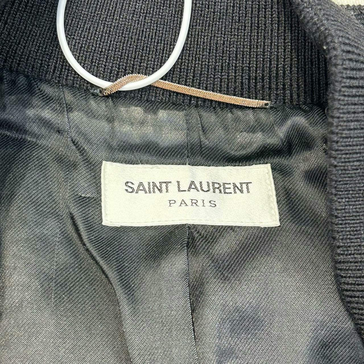 Saint Laurent Paris black and white wool baseball jacket for men Size US L / EU 52-54 / 3 - 3 Thumbnail