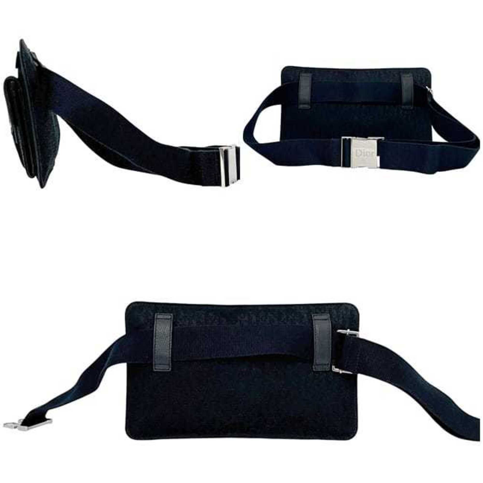 Dior Christian Dior Waist Pouch f-24651 Black Trotter Canvas and Leather MC1016 Belt Bag Crossbody for Men Women Size ONE SIZE - 3 Thumbnail