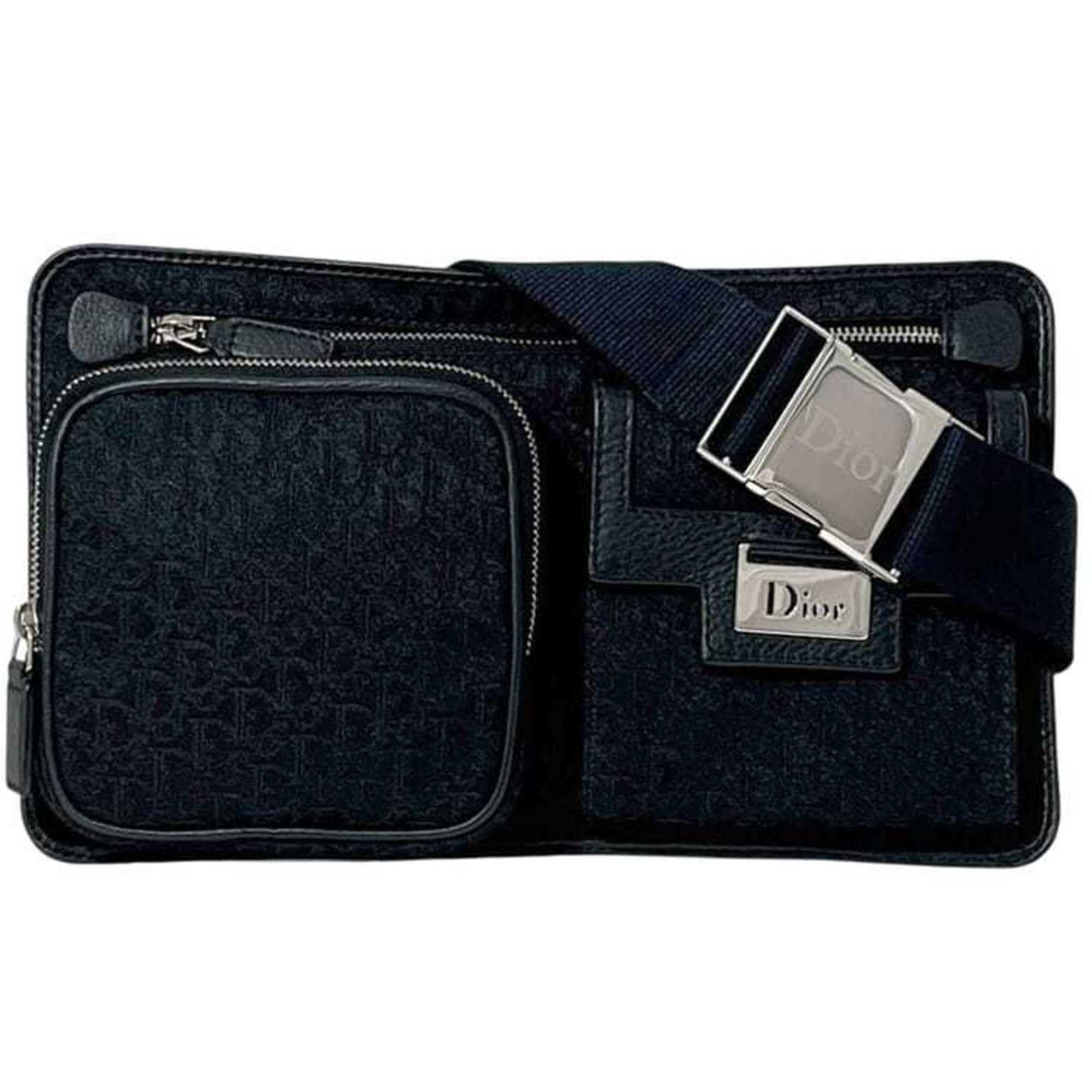 Dior Christian Dior Waist Pouch f-24651 Black Trotter Canvas and Leather MC1016 Belt Bag Crossbody for Men Women Size ONE SIZE - 2 Thumbnail