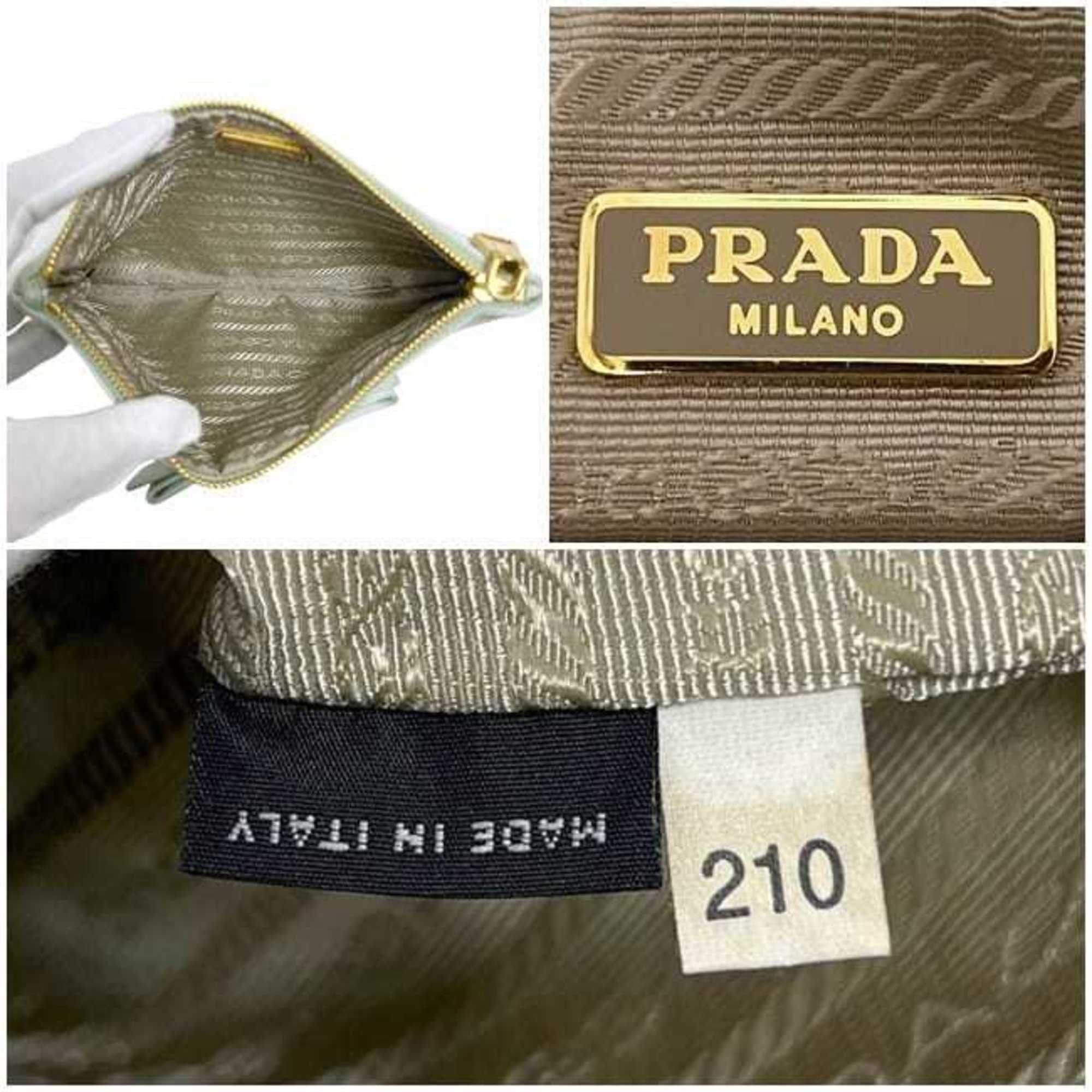Prada Prada pouch ec-24593 light green satin 210 PRADA ribbon yellow-green women's mini with motif Size ONE SIZE - 10 Thumbnail