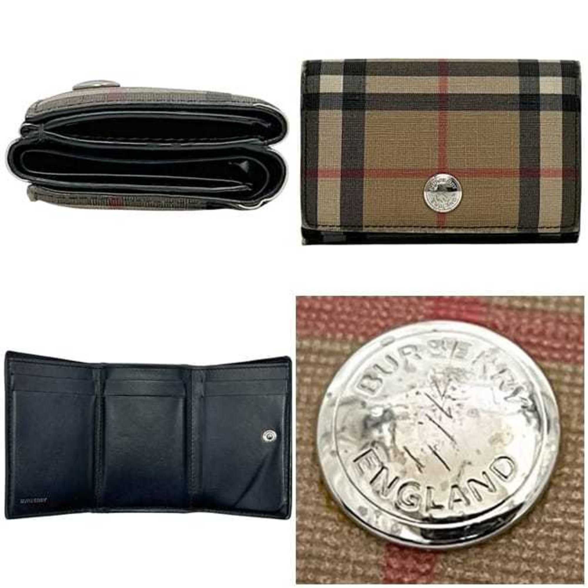 Burberry Burberry Tri-fold Wallet ec-24698 Beige Black Nova Check 8095291 Compact PVC Leather ROPELFI71SEE BURBERRY Brown Double Mini for Men and Women Pattern Size ONE SIZE - 3 Thumbnail