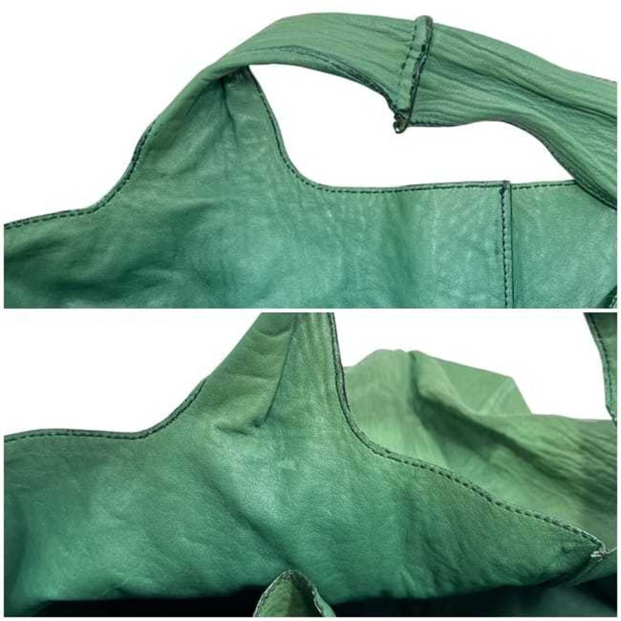 Prada Prada Tote Bag with Initial Patch, ec-24663, Green Leather, Nappa Sizes 35-31, PRADA CM, Triangular Plate, Eco Bag, Men's/Women's Size ONE SIZE - 7 Thumbnail