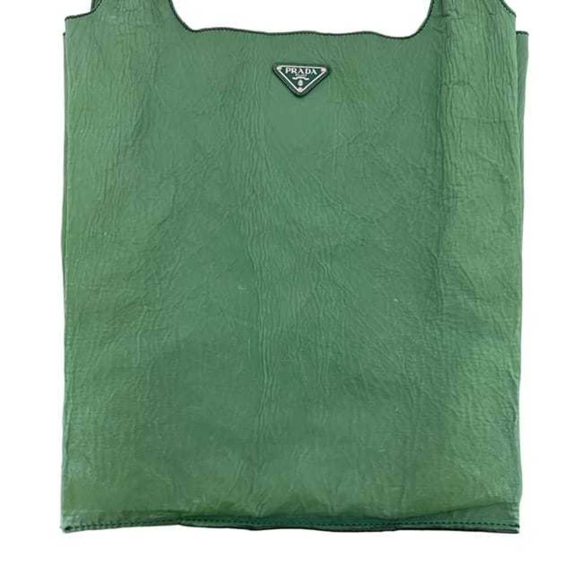Prada Prada Tote Bag with Initial Patch, ec-24663, Green Leather, Nappa Sizes 35-31, PRADA CM, Triangular Plate, Eco Bag, Men's/Women's Size ONE SIZE - 11 Thumbnail