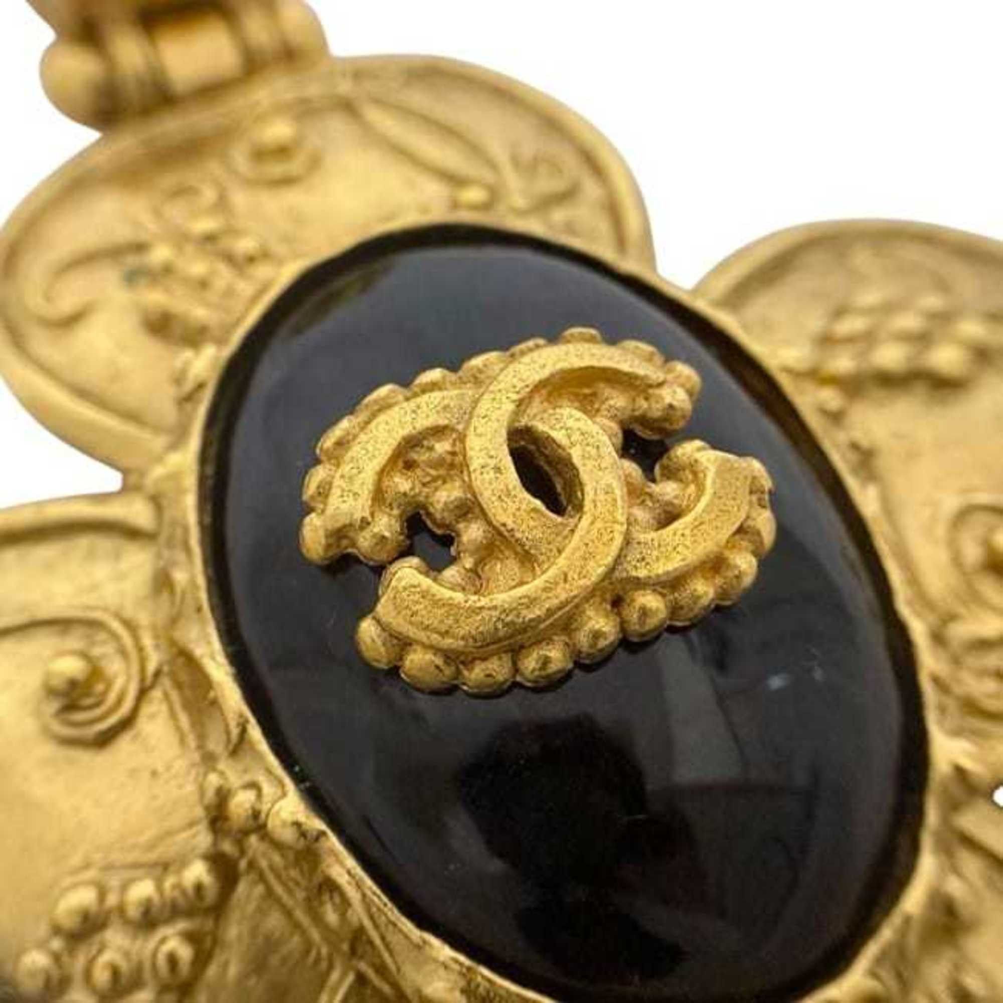 Chanel Chanel Necklace ec-24724 Gold Black Coco Mark GP 06 A CHANEL Clover Long with Stone Chain, Large, Women's, Size ONE SIZE - 7 Thumbnail